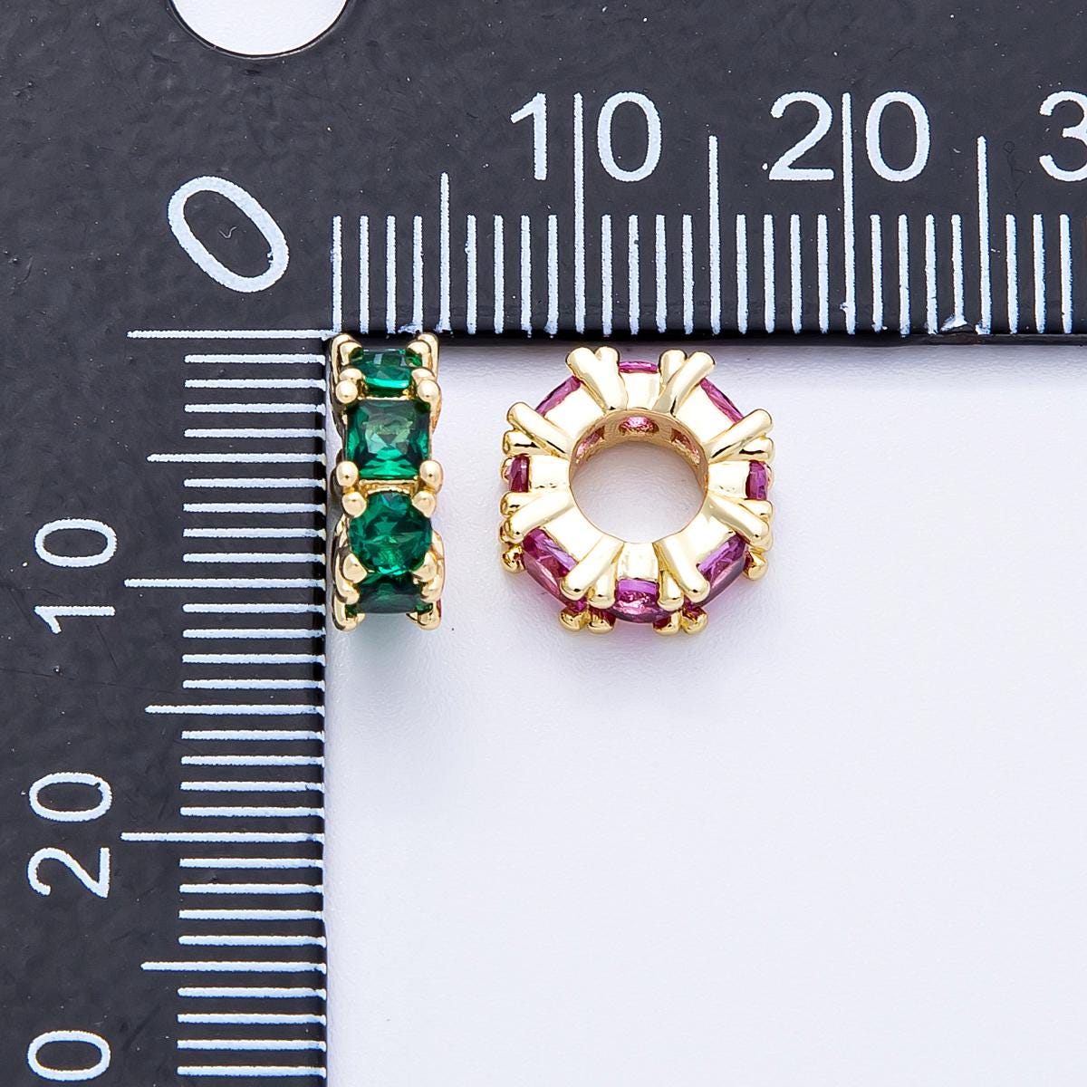 10mm 16k gold filled Sparkling multicolor CZ rondelle spacer beads DIY Jewelry Making Supply for custom bracelet necklace | BEADS-00089