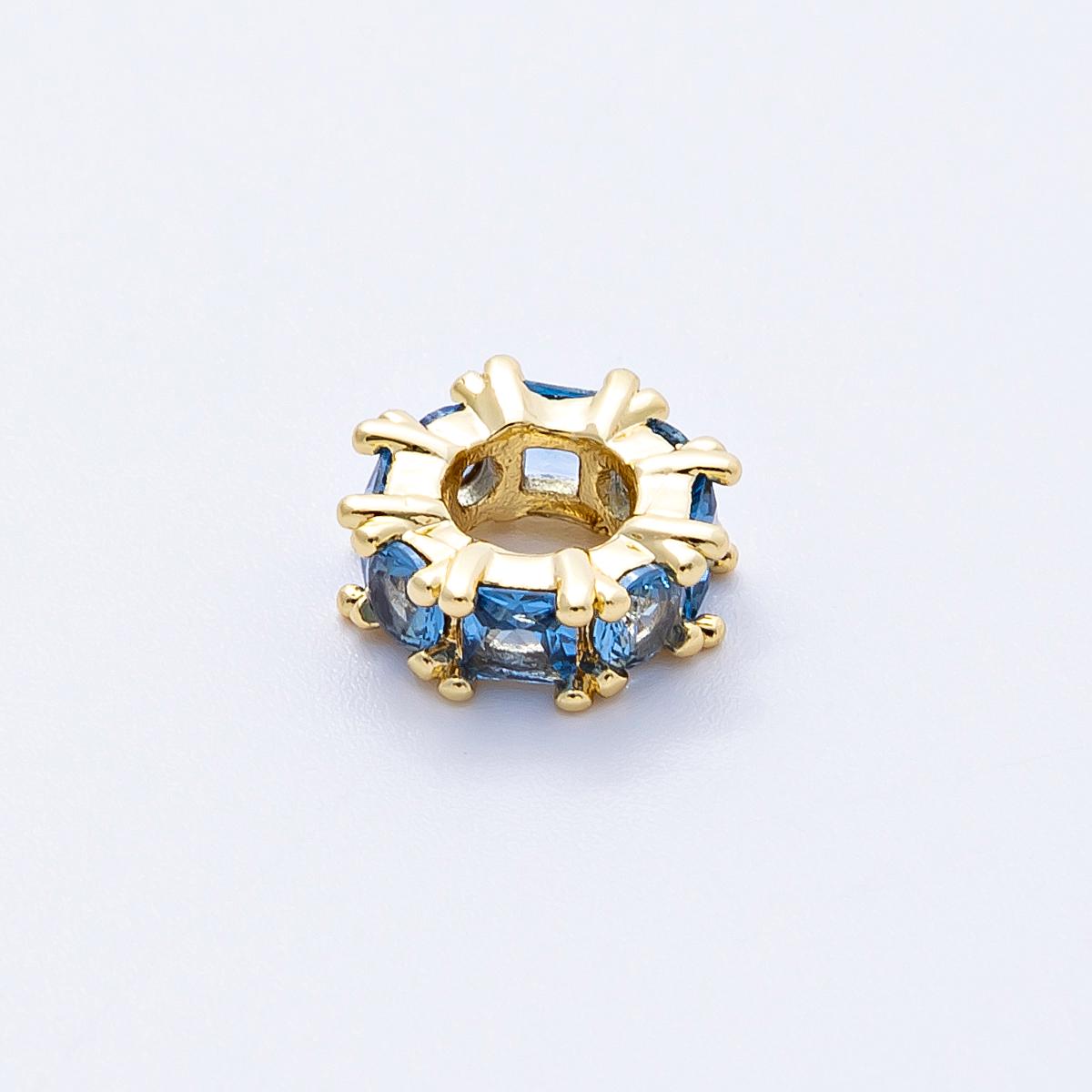 10mm 16k gold filled Sparkling multicolor CZ rondelle spacer beads DIY Jewelry Making Supply for custom bracelet necklace | BEADS-00089