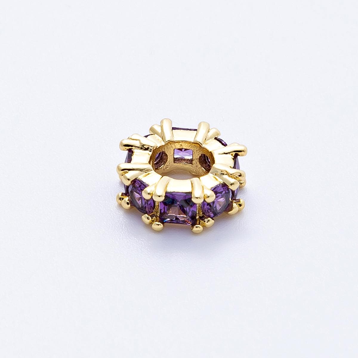 10mm 16k gold filled Sparkling multicolor CZ rondelle spacer beads DIY Jewelry Making Supply for custom bracelet necklace | BEADS-00089