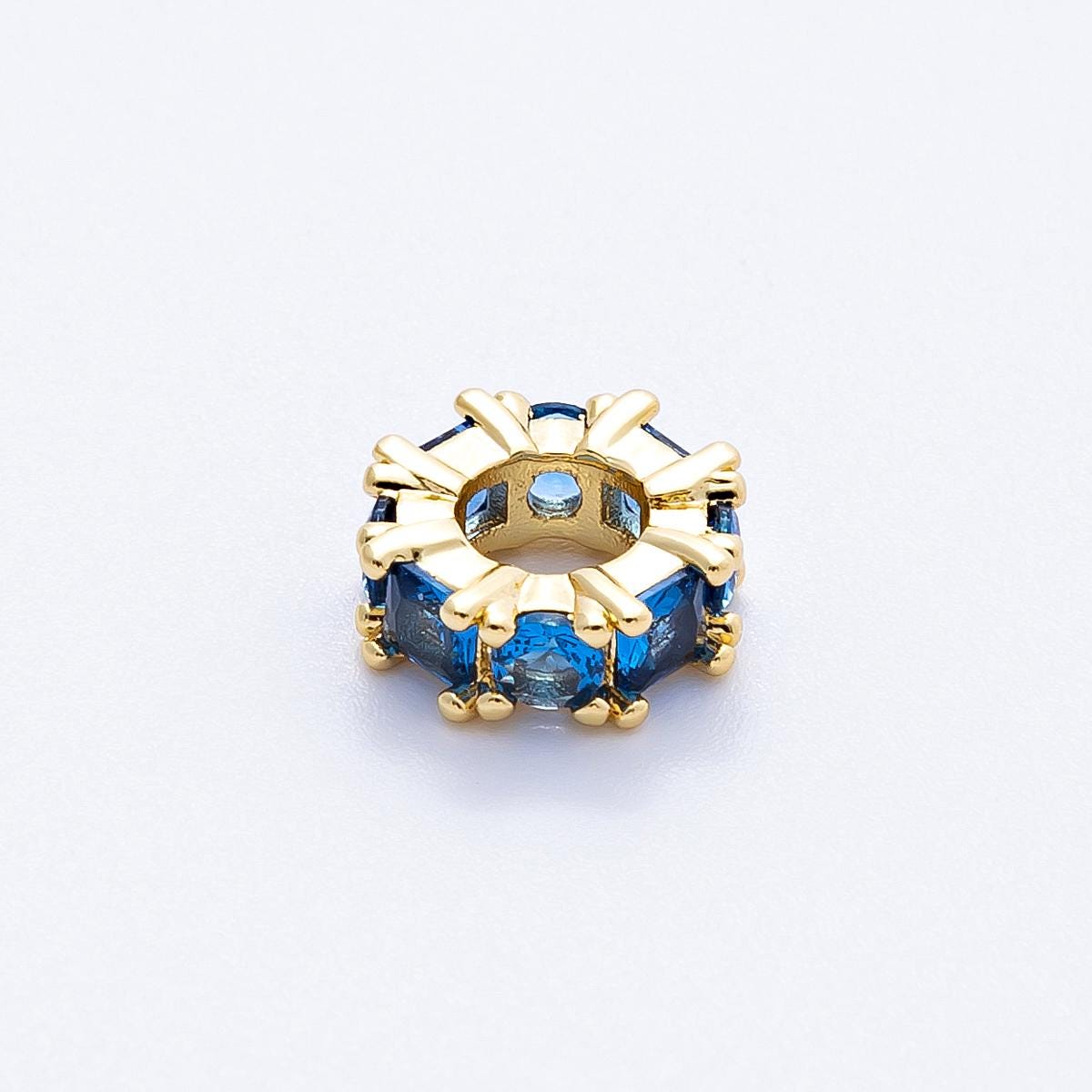 10mm 16k gold filled Sparkling multicolor CZ rondelle spacer beads DIY Jewelry Making Supply for custom bracelet necklace | BEADS-00089