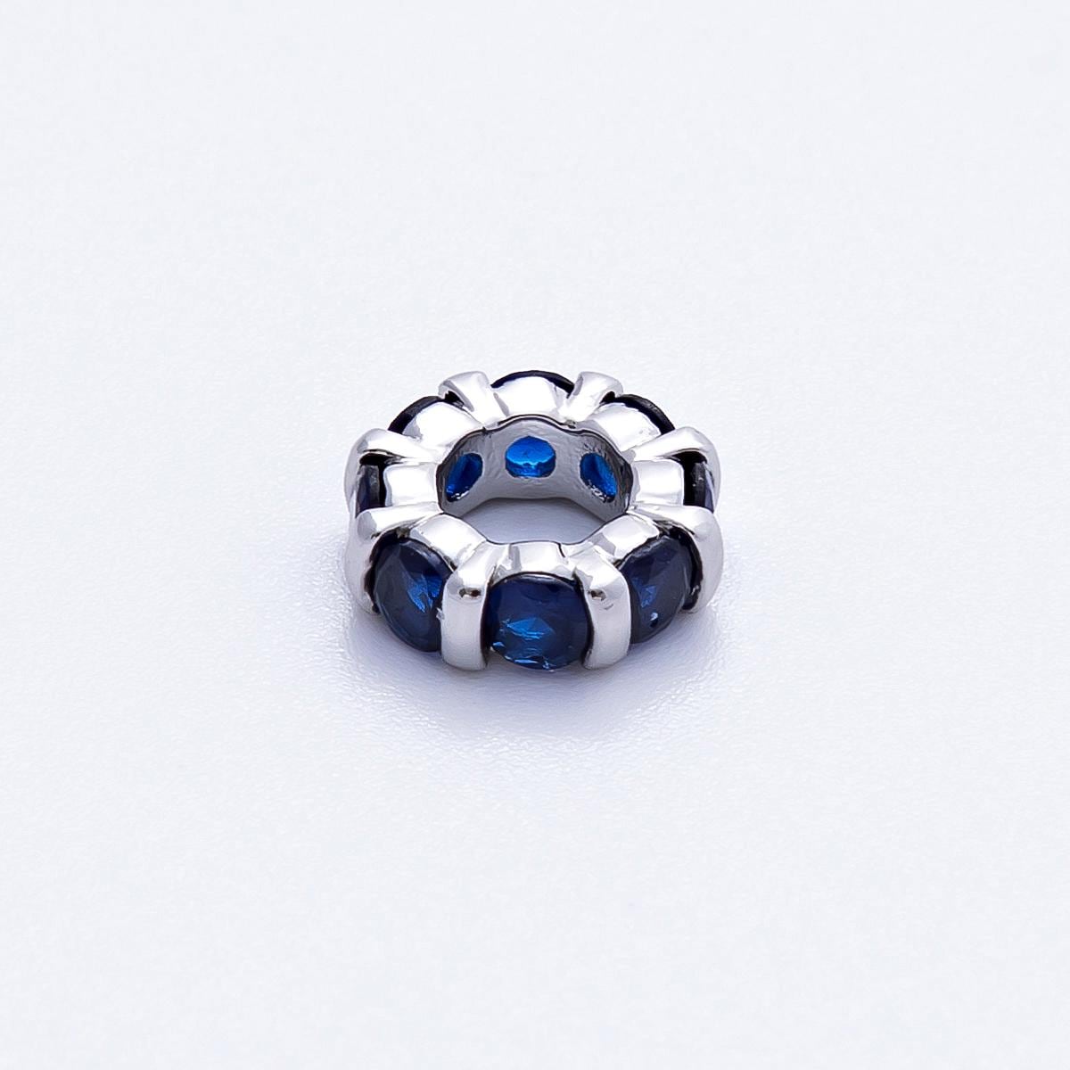 10.5mm rhodium plated multicolor CZ rondelle spacer beads wheel charm DIY Jewelry Making Supply for custom bracelet necklace | BEADS-00101