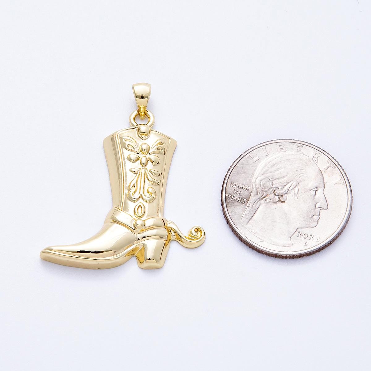 18K Gold Filled Cowboy Boots Pendant , Dainty Shoe Charm Bracelet Necklace for Western Wild Wild West Charms-00157