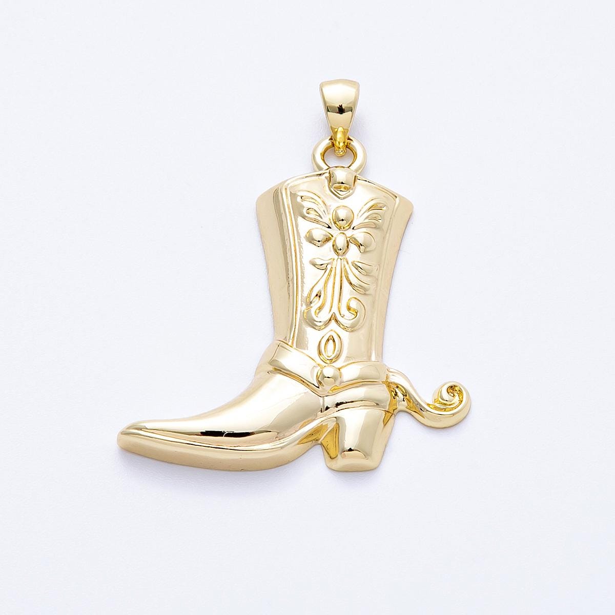 18K Gold Filled Cowboy Boots Pendant , Dainty Shoe Charm Bracelet Necklace for Western Wild Wild West Charms-00157