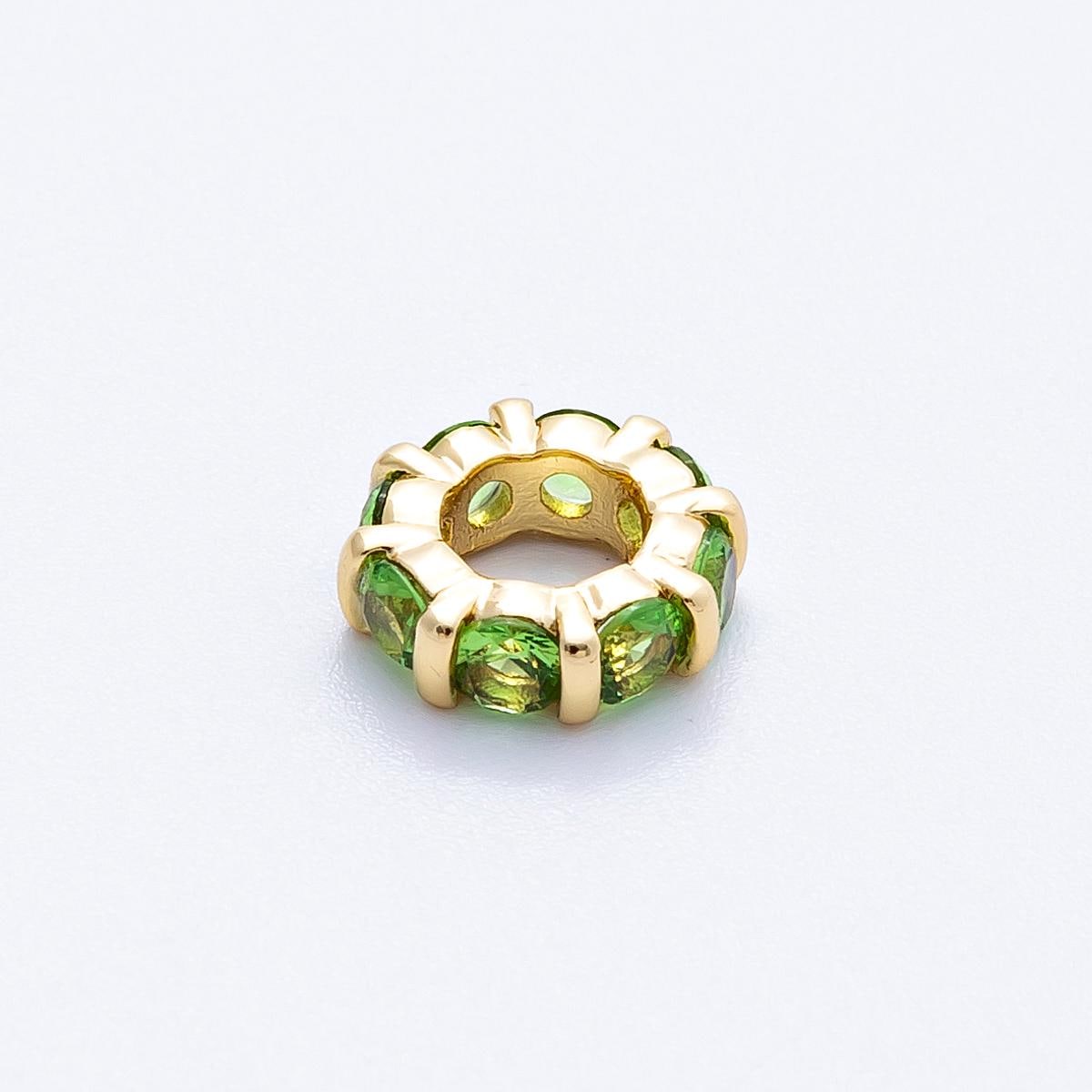 10.5mm 16k gold filled multicolor CZ rondelle spacer beads wheel charm DIY Jewelry Making Supply for custom bracelet necklace | BEADS-00113