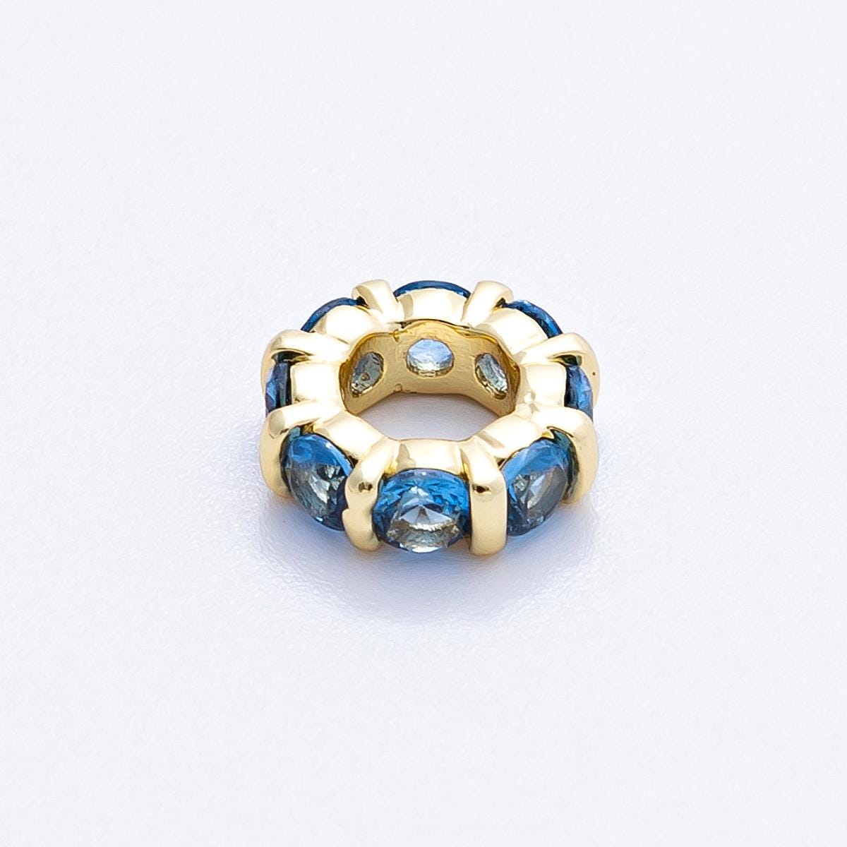 10.5mm 16k gold filled multicolor CZ rondelle spacer beads wheel charm DIY Jewelry Making Supply for custom bracelet necklace | BEADS-00113