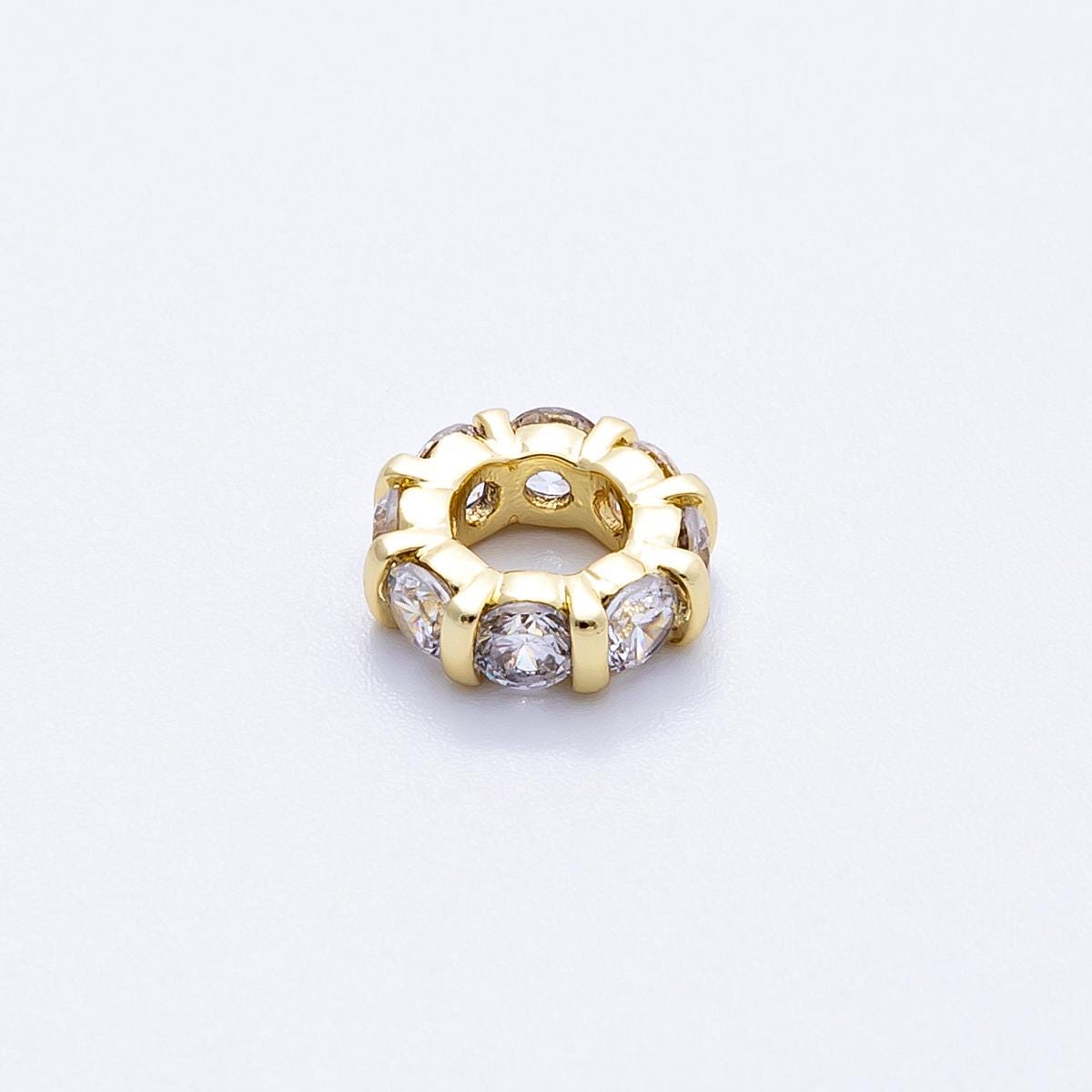 10.5mm 16k gold filled multicolor CZ rondelle spacer beads wheel charm DIY Jewelry Making Supply for custom bracelet necklace | BEADS-00113