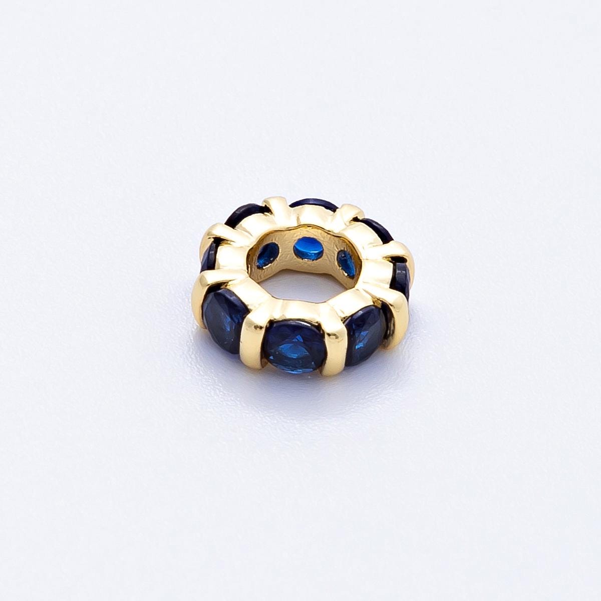 10.5mm 16k gold filled multicolor CZ rondelle spacer beads wheel charm DIY Jewelry Making Supply for custom bracelet necklace | BEADS-00113