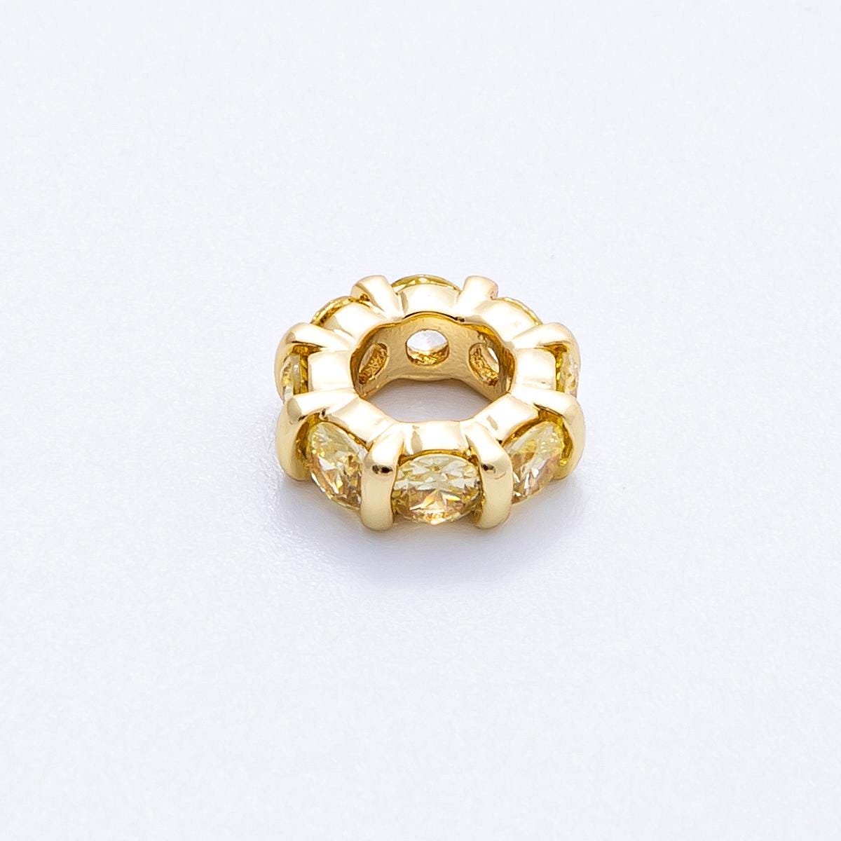 10.5mm 16k gold filled multicolor CZ rondelle spacer beads wheel charm DIY Jewelry Making Supply for custom bracelet necklace | BEADS-00113