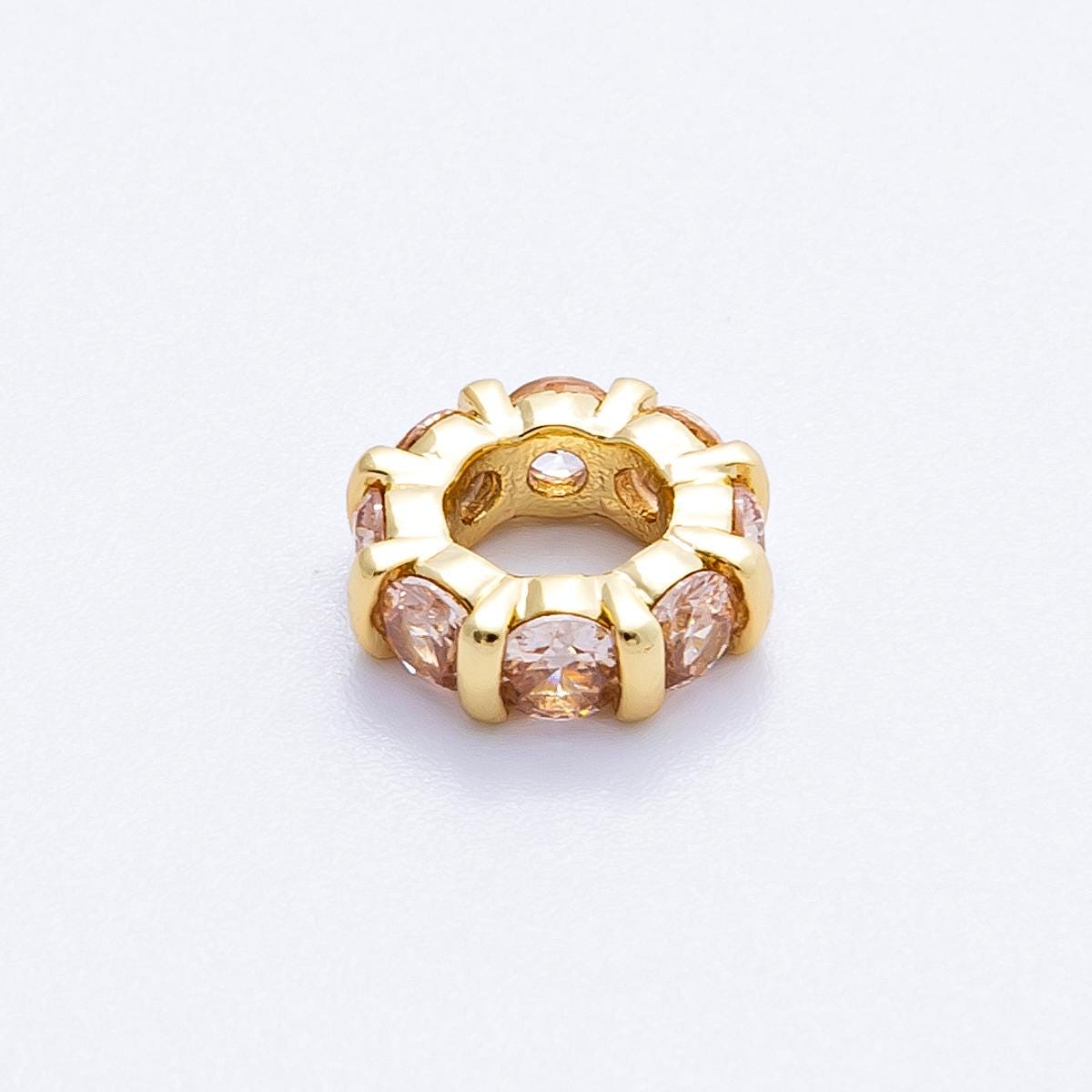 10.5mm 16k gold filled multicolor CZ rondelle spacer beads wheel charm DIY Jewelry Making Supply for custom bracelet necklace | BEADS-00113