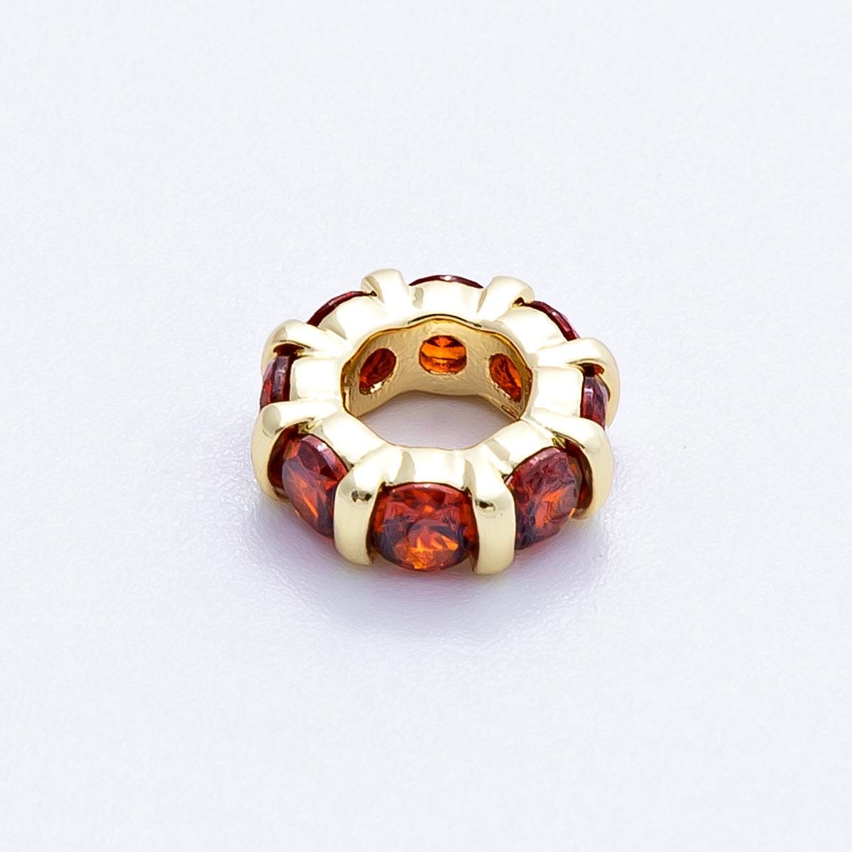 10.5mm 16k gold filled multicolor CZ rondelle spacer beads wheel charm DIY Jewelry Making Supply for custom bracelet necklace | BEADS-00113