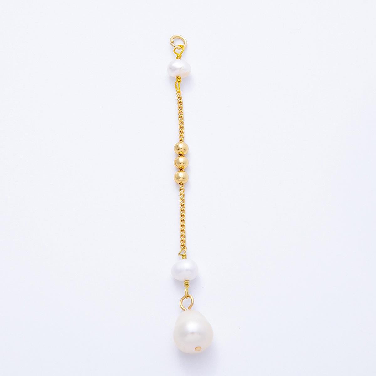 16k gold filled white pearl drop charm with gold bead dangle DIY Jewelry Making Supply for custom necklace | CHARMS-00249