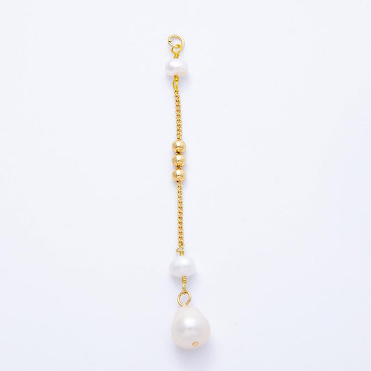 16k gold filled white pearl drop charm with gold bead dangle DIY Jewelry Making Supply for custom necklace | CHARMS-00249
