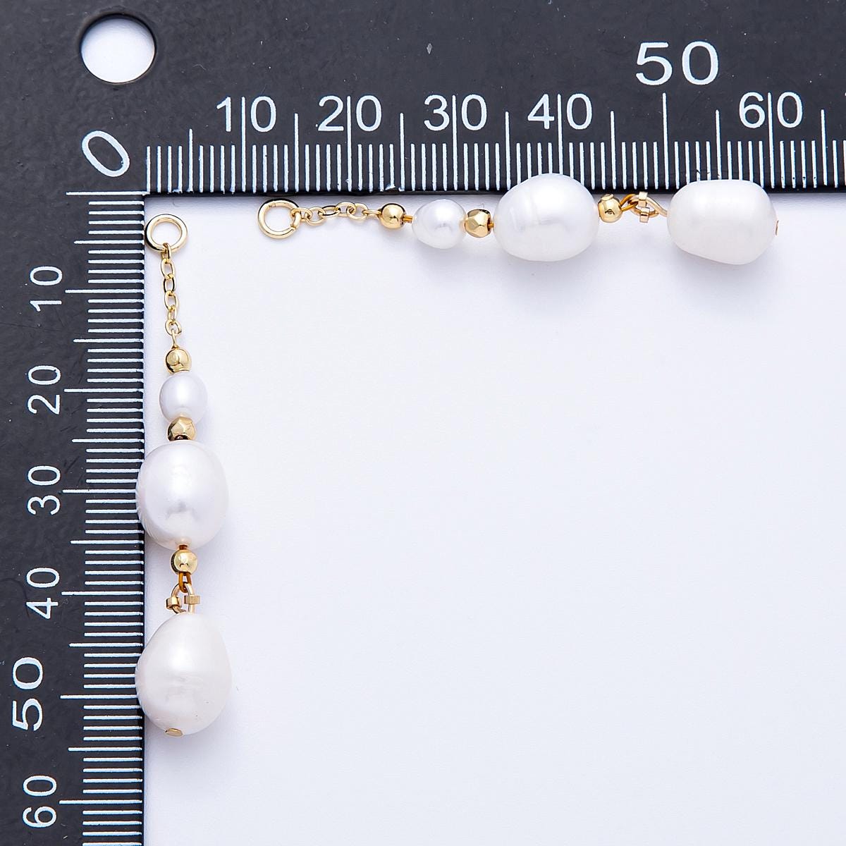 16k gold filled 50mm triple white pearls drop charm with gold bead dangle DIY Jewelry Making Supply custom necklace earring | CHARMS-00250