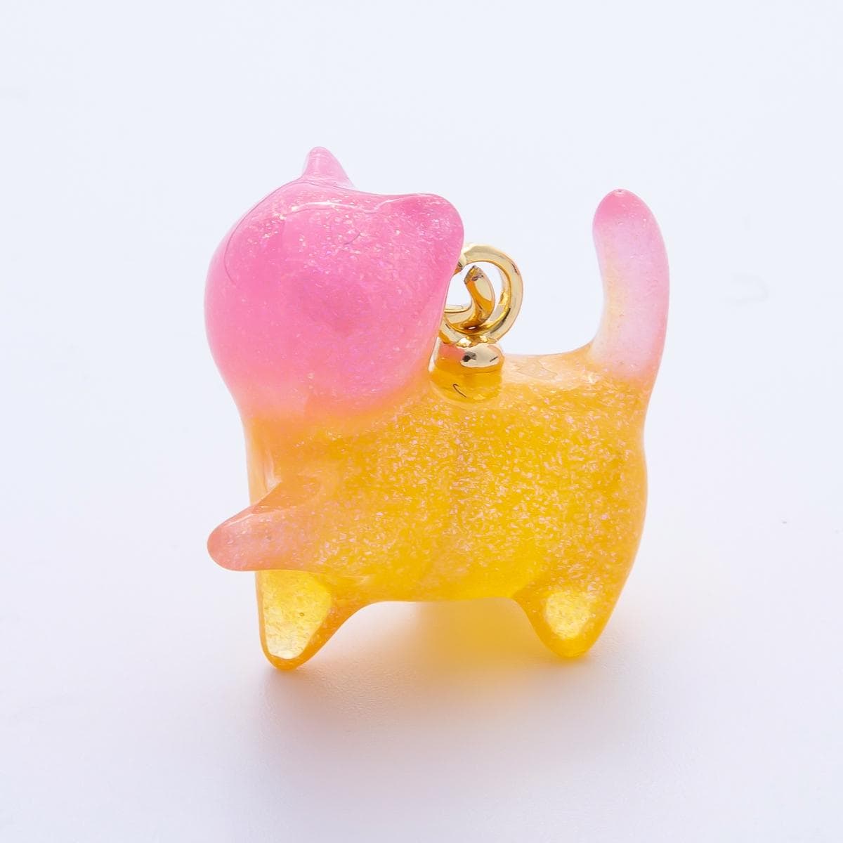 18K Gold Filled 27mm Colorful Glitter Kitty Cat Animal Resin Charm Kawaii Pet Pendants for custom Jewelry Making and crafts | CHARMS-00204