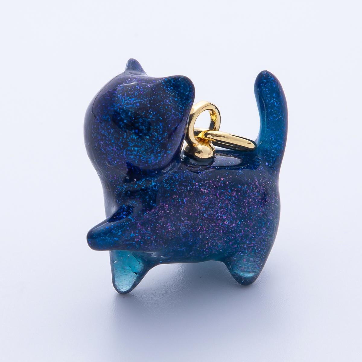 18K Gold Filled 27mm Colorful Glitter Kitty Cat Animal Resin Charm Kawaii Pet Pendants for custom Jewelry Making and crafts | CHARMS-00204