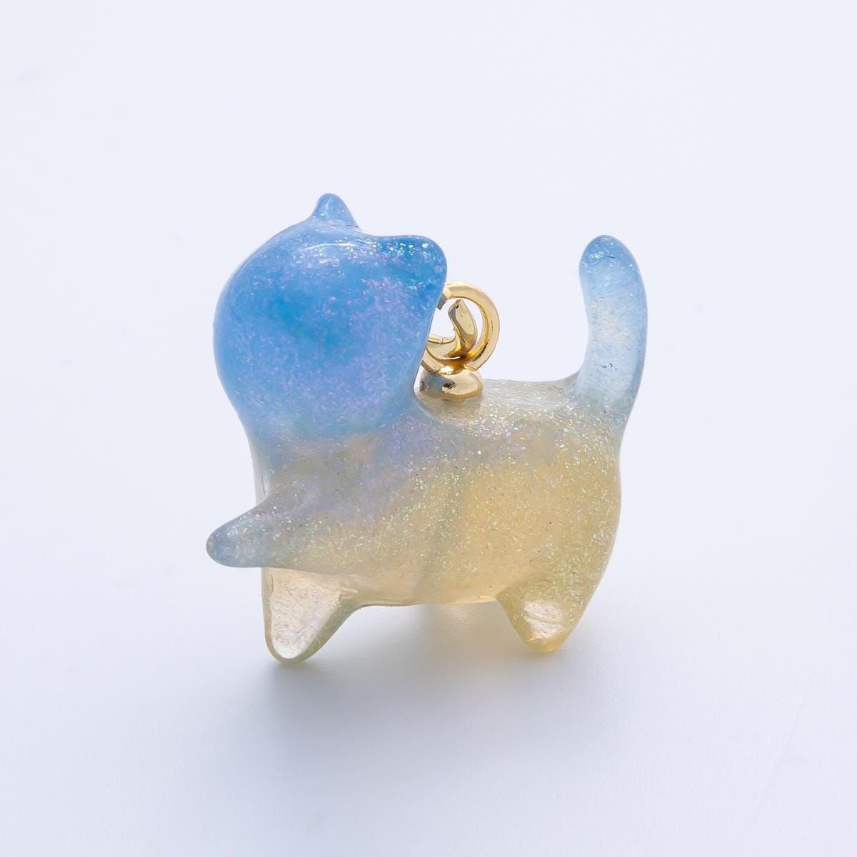 18K Gold Filled 27mm Colorful Glitter Kitty Cat Animal Resin Charm Kawaii Pet Pendants for custom Jewelry Making and crafts | CHARMS-00204
