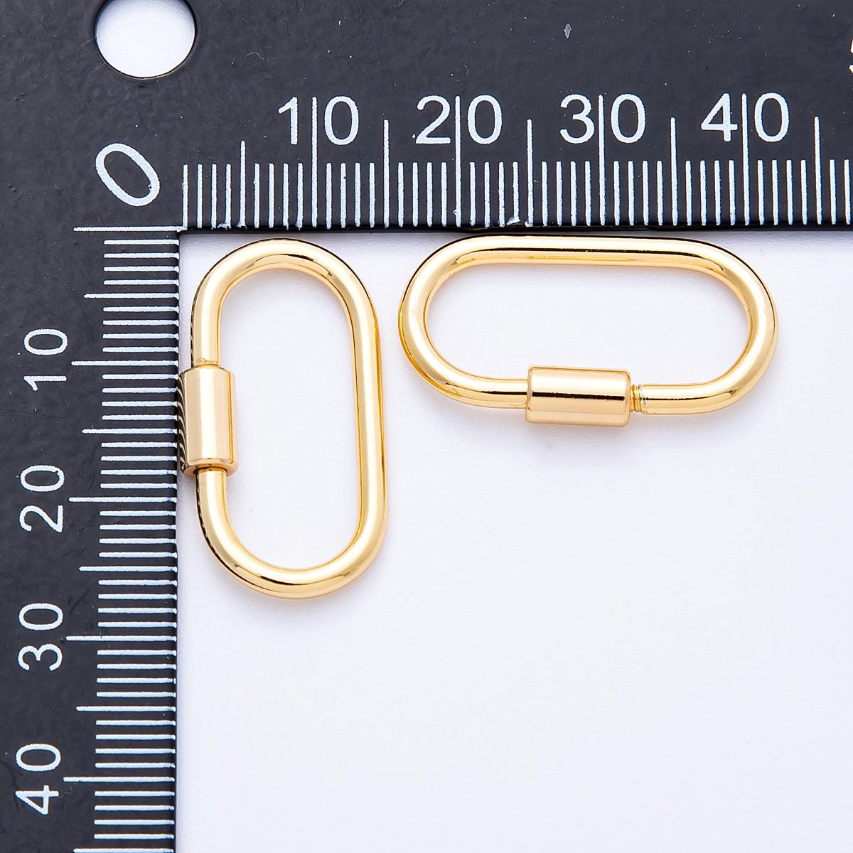 18K Gold Filled 26mm Rectangular Carabiner Lock Clasp Closure Finding interlocking oval shaped clasp DIY Jewelry Supply | FINDINGS-00039
