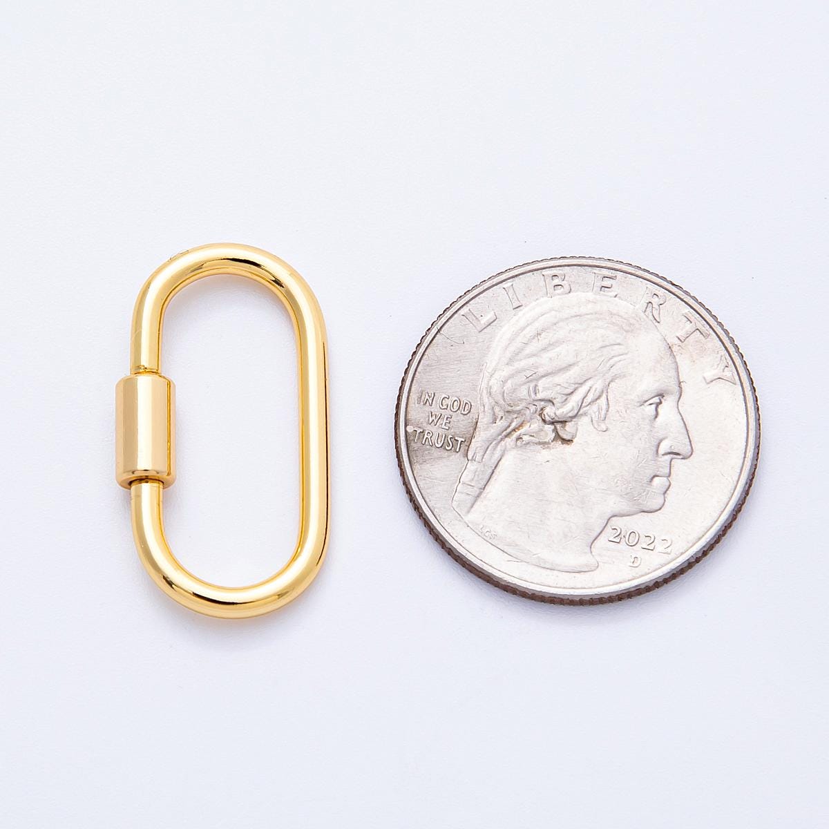 18K Gold Filled 26mm Rectangular Carabiner Lock Clasp Closure Finding interlocking oval shaped clasp DIY Jewelry Supply | FINDINGS-00039