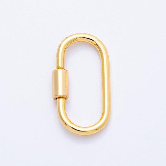 18K Gold Filled 26mm Rectangular Carabiner Lock Clasp Closure Finding interlocking oval shaped clasp DIY Jewelry Supply | FINDINGS-00039