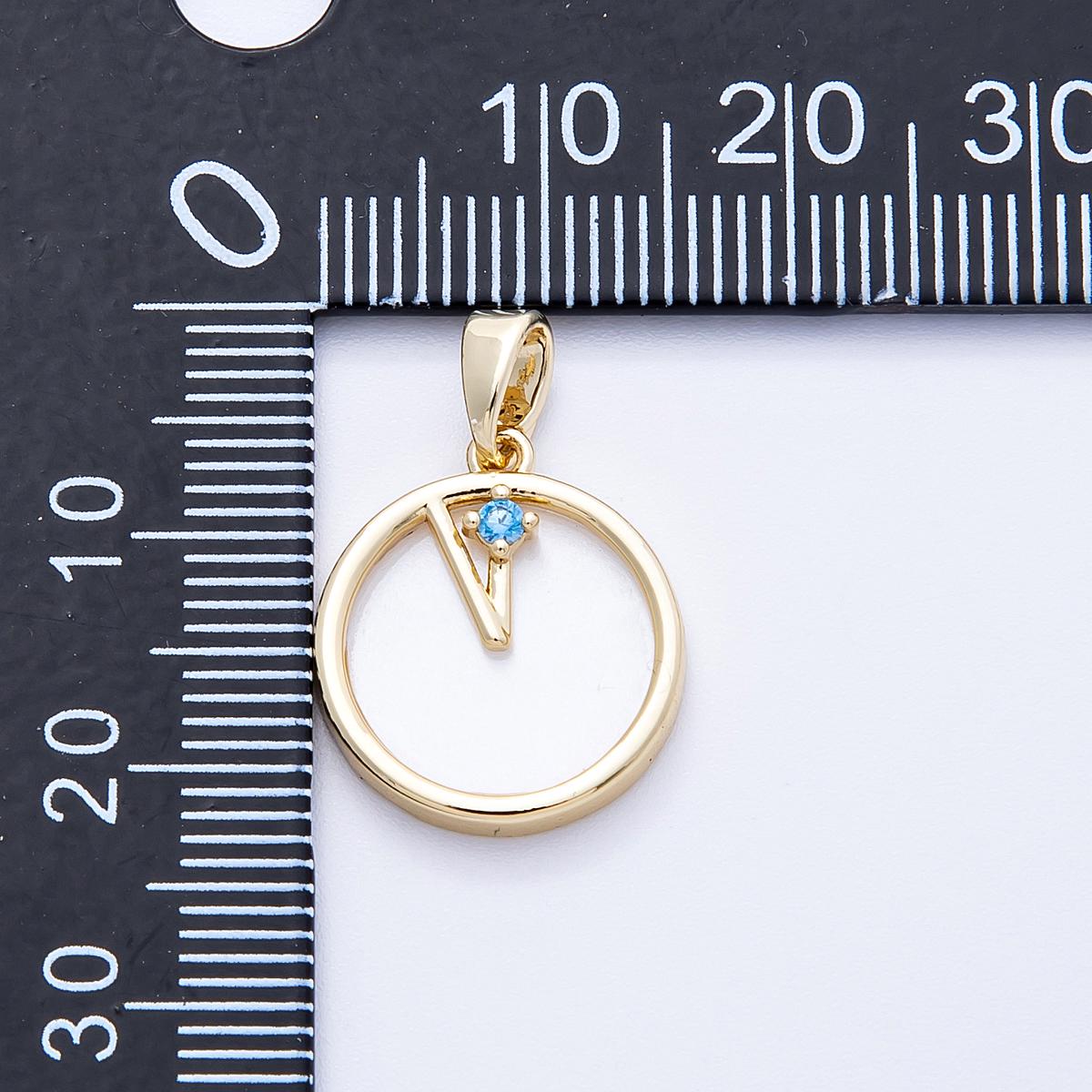 16K Gold Filled 17mm Blue CZ Shell Pearl Round Pendant Gold & Silver Minimalist Charm Jewelry Gift DIY Jewelry making supply | Charms-00184