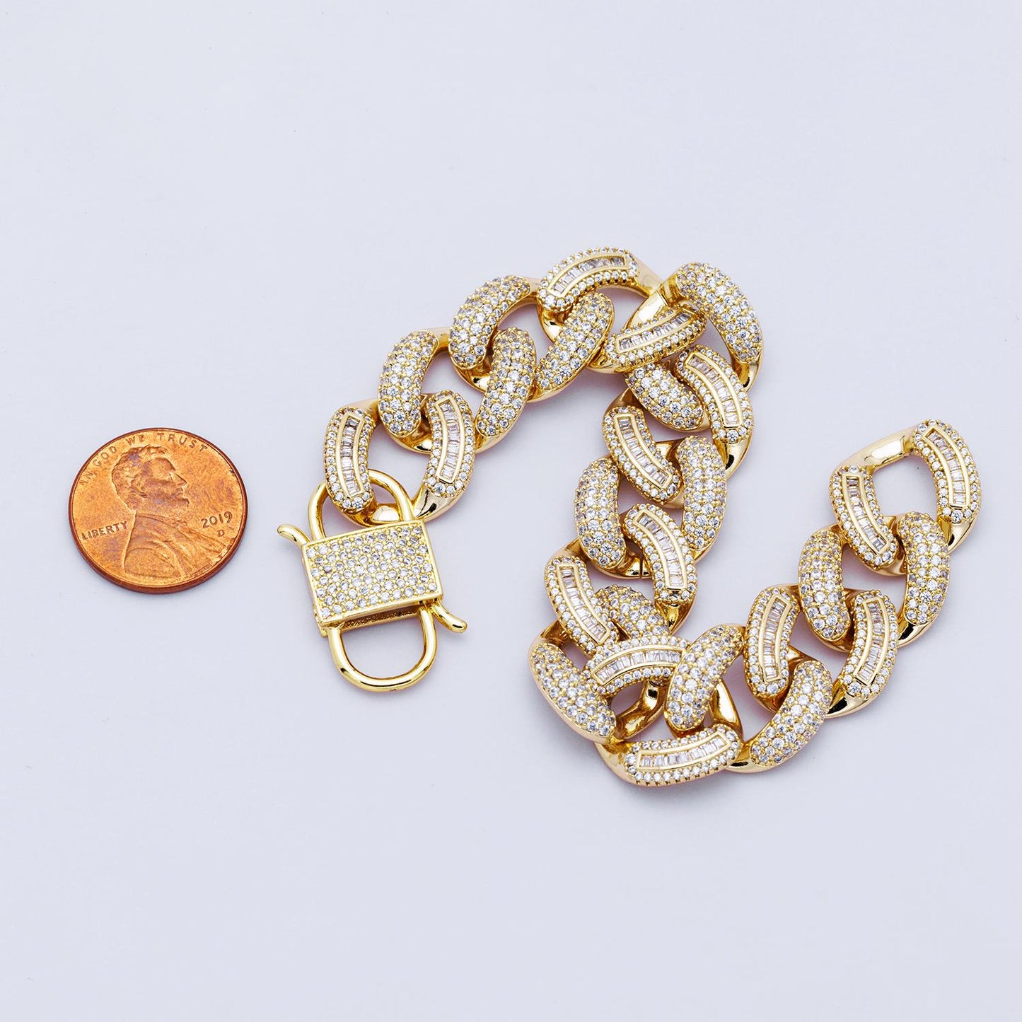 14k Gold Filled Iced Out Cuban Link Bracelet - Luxury 16mm wide CZ Pave Chunky Chain for Hip Hop Jewelry WA4166