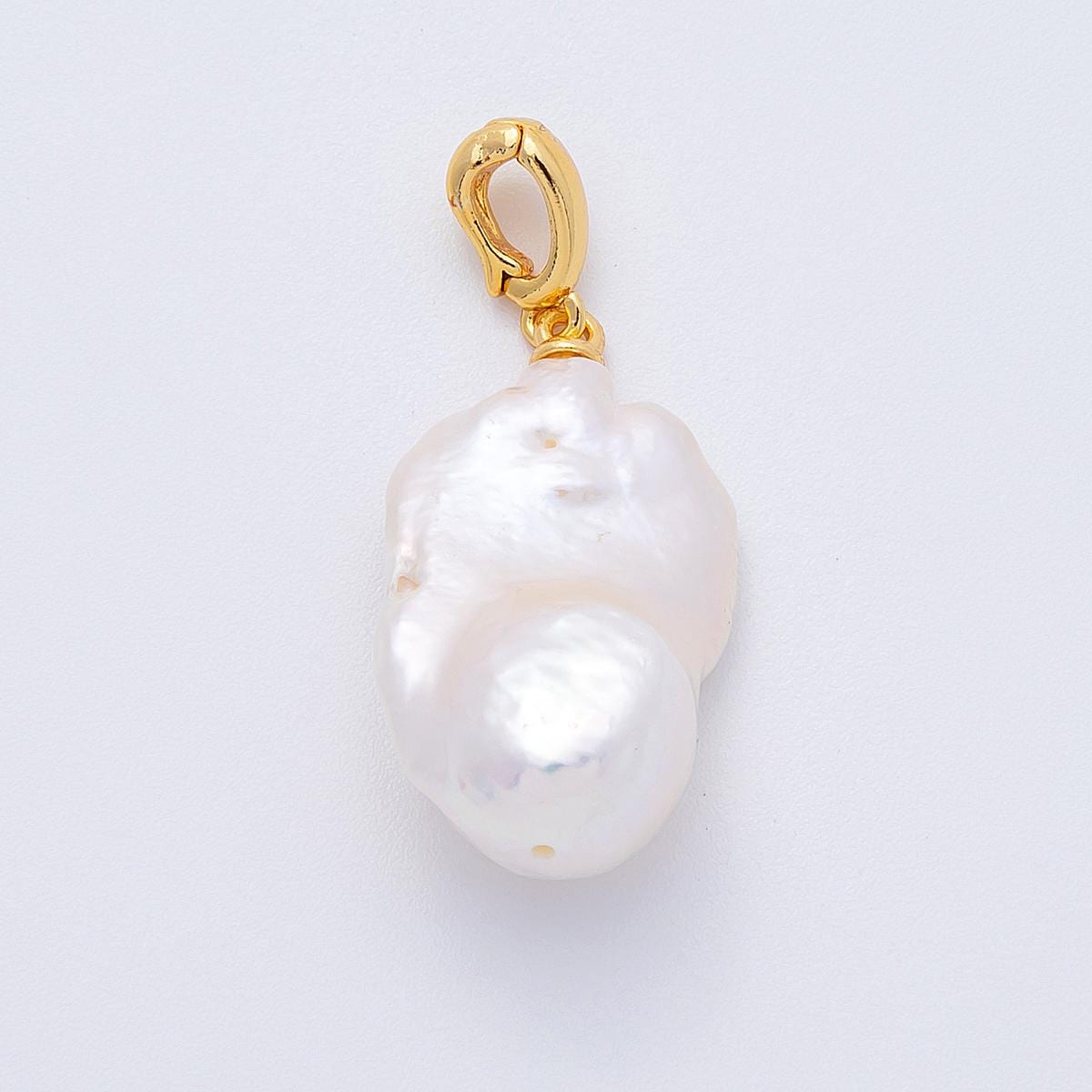 29mm Irregular Shell pearl pendant iridescent and white molten shape pearl charm for necklace unique statement gift for her | CHARMS-00247