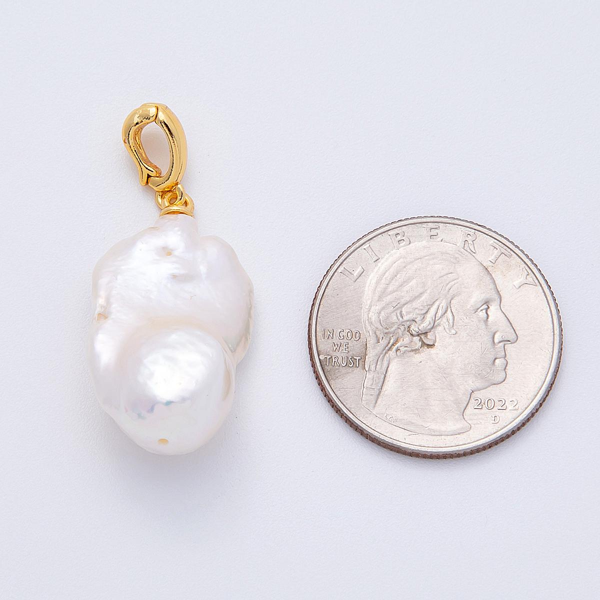 29mm Irregular Shell pearl pendant iridescent and white molten shape pearl charm for necklace unique statement gift for her | CHARMS-00247