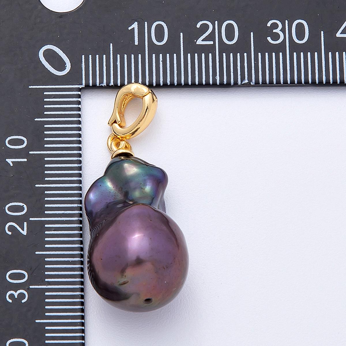 29mm Irregular Shell pearl pendant iridescent and white molten shape pearl charm for necklace unique statement gift for her | CHARMS-00247