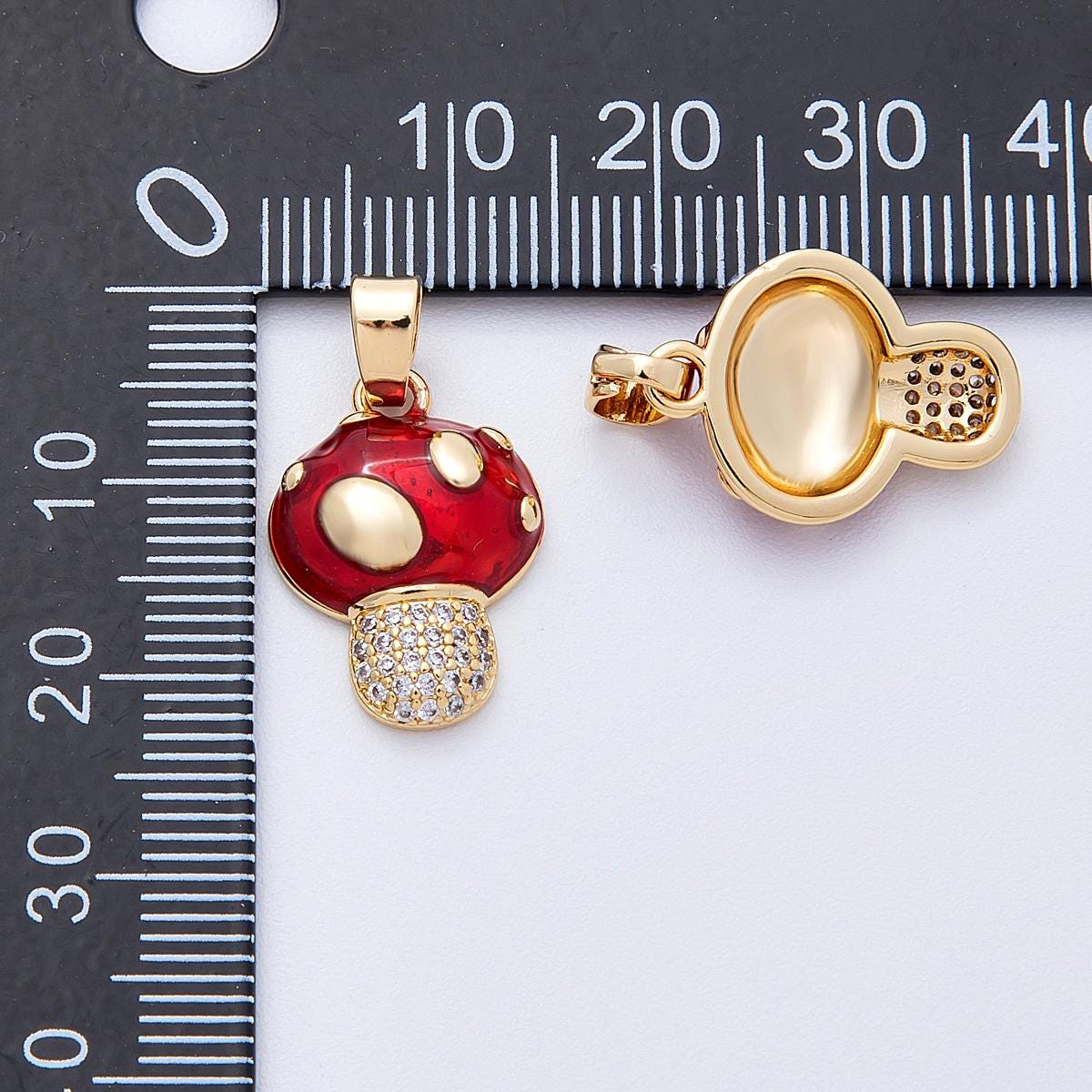 16K Gold Filled 18.5mm Micro Paved CZ Mushroom Plant Pendant DIY Jewelry Making Supply for custom necklace or bracelet | Charms-00128