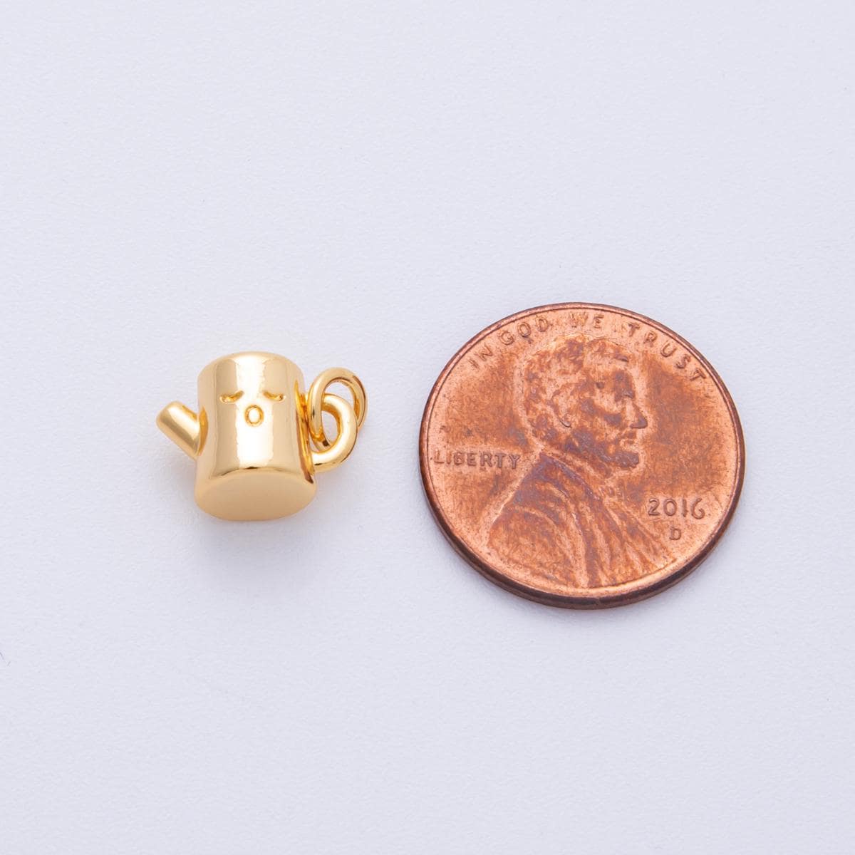 24k Gold Filled Teapot Charm, 3D Tea Cup Pendant Charms-00131