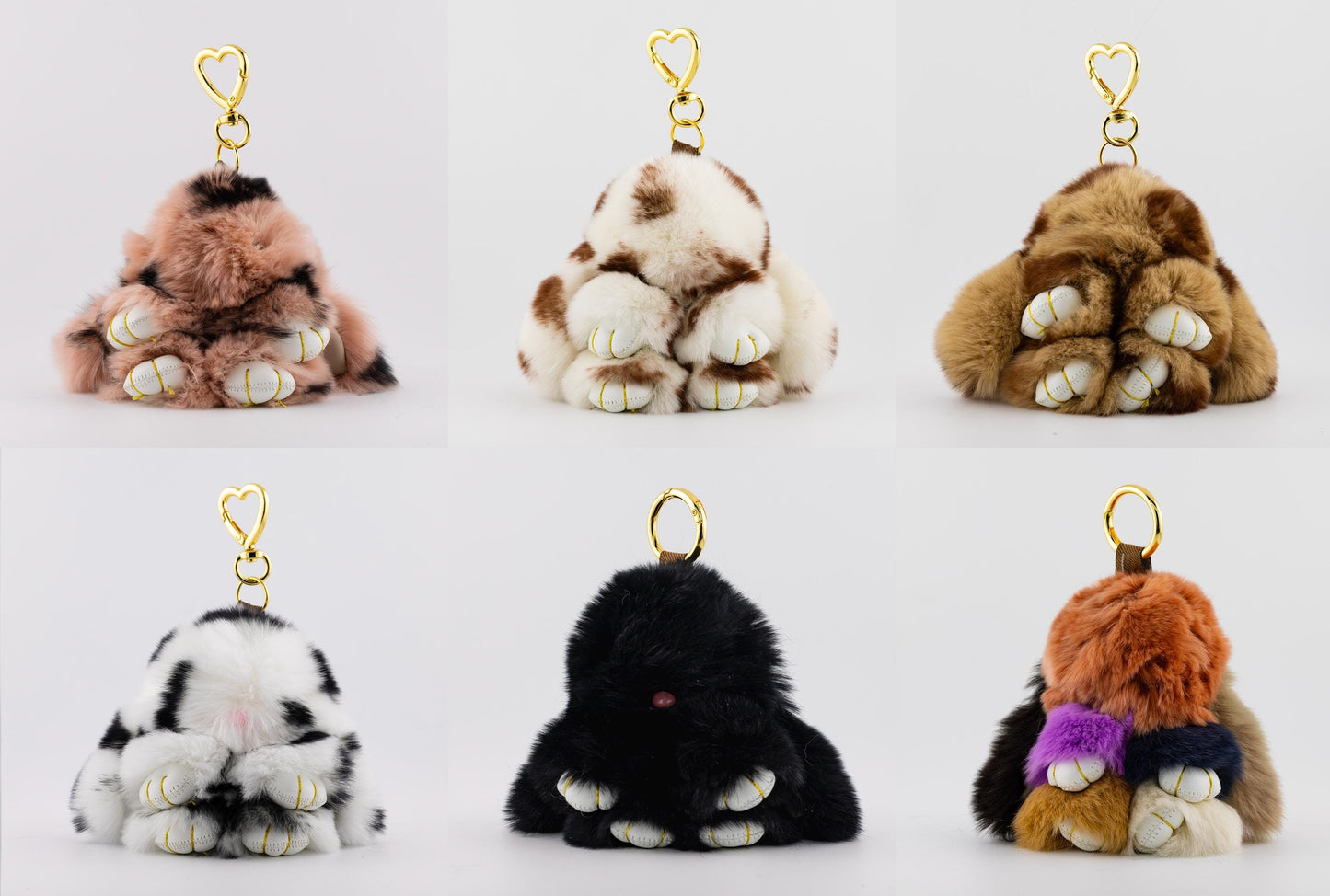 Fluffy Bunny Keychain Fur Rabbit Bag Charm Keyring Purse Accessory Plush Kawaii Animal Gift for Her Luxury Bag Decor | WB-00290