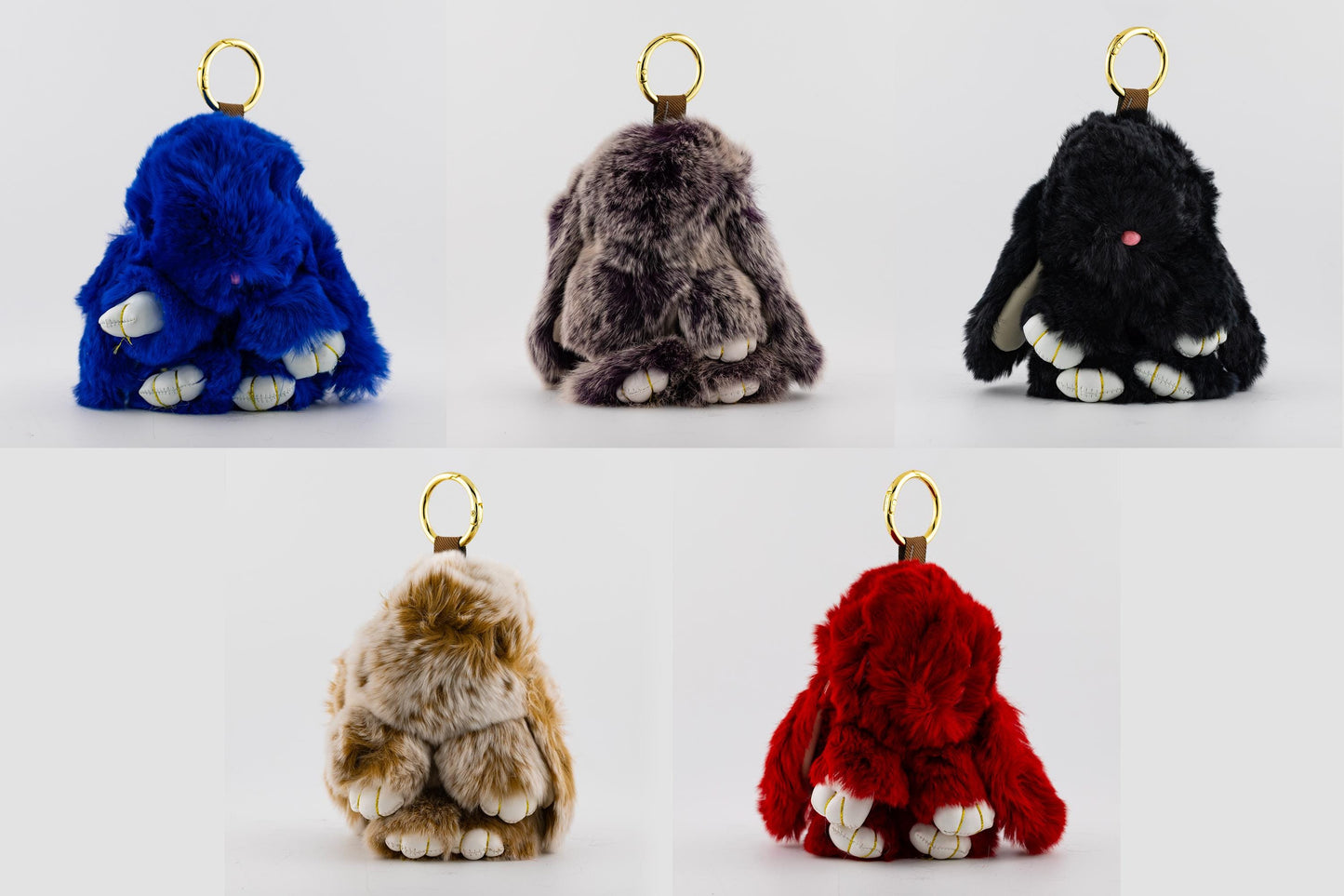 Fluffy Bunny Keychain Fur Rabbit Bag Charm Keyring Purse Accessory Plush Kawaii Animal Gift for Her Luxury Bag Decor | WB-00315