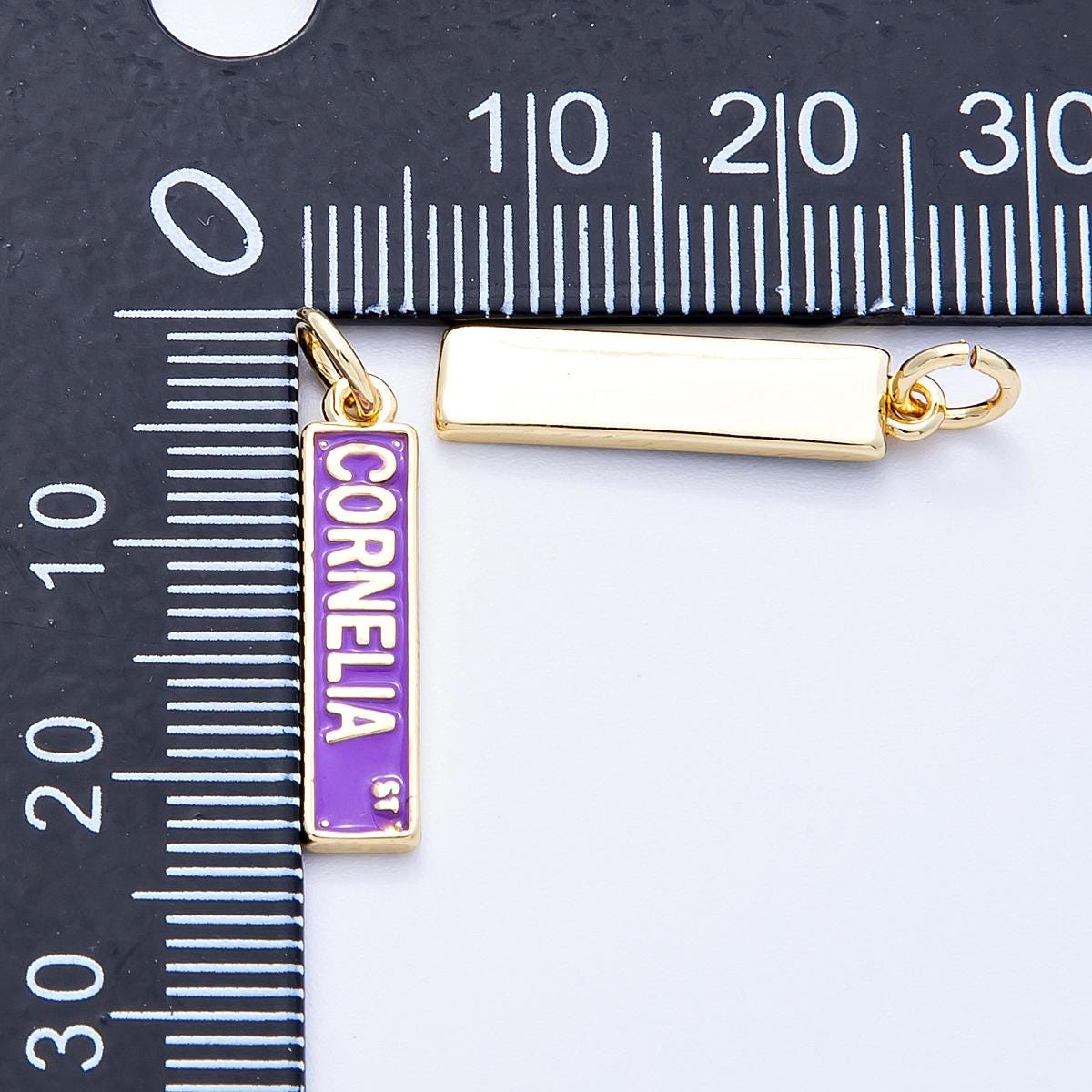 16k Gold Filled Cornelia Street sign charm green and purple pendant DIY Jewelry making supply custom necklace and bracelet | CHARMS-00251