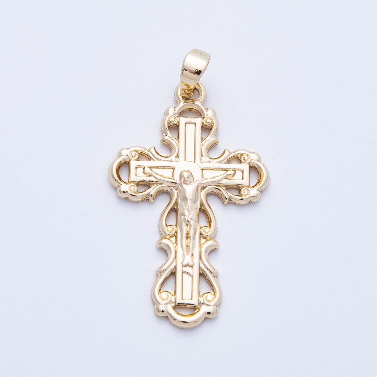 16k gold filled cross charm 30mm religious Christian crucifix pendant DIY Jewelry making Supply for custom faith necklace | CHARMS-00213