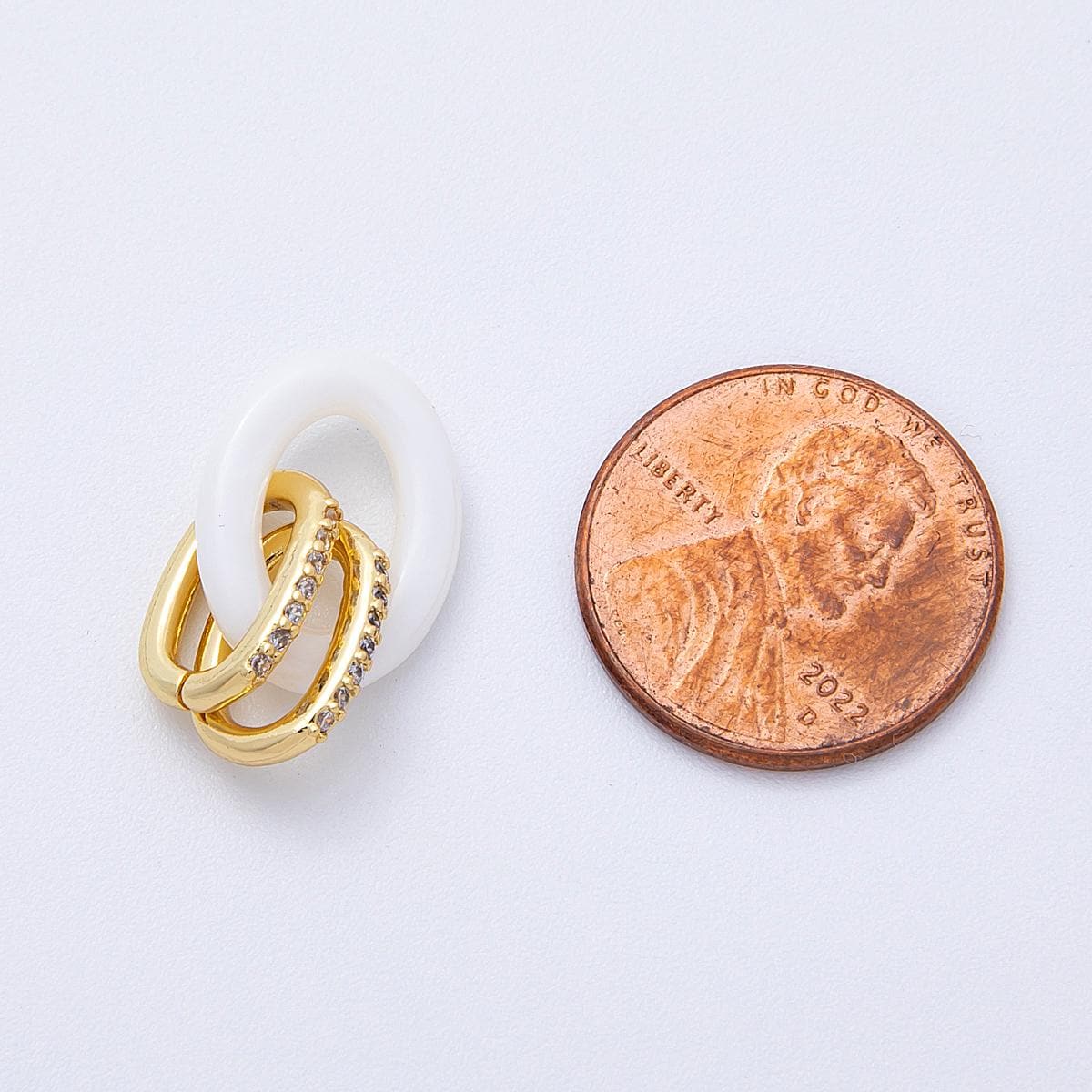 16K Gold Filled 16mm White Ceramic Double Interlocking Link Findings Trendy Minimalist Jewelry Gift for Her DIY Making | Findings-00034