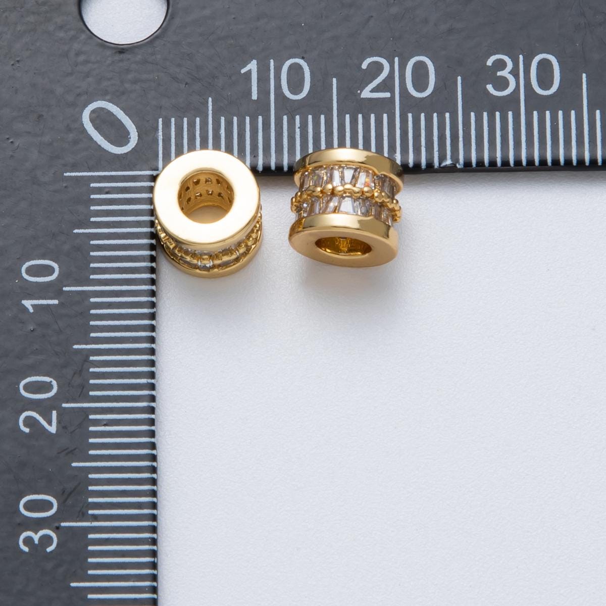24K Gold Filled 8.5mm Clear CZ Tube Rondelle Spacer Bead DIY Jewelry Making Supply for custom necklace and bracelet | Beads-00028