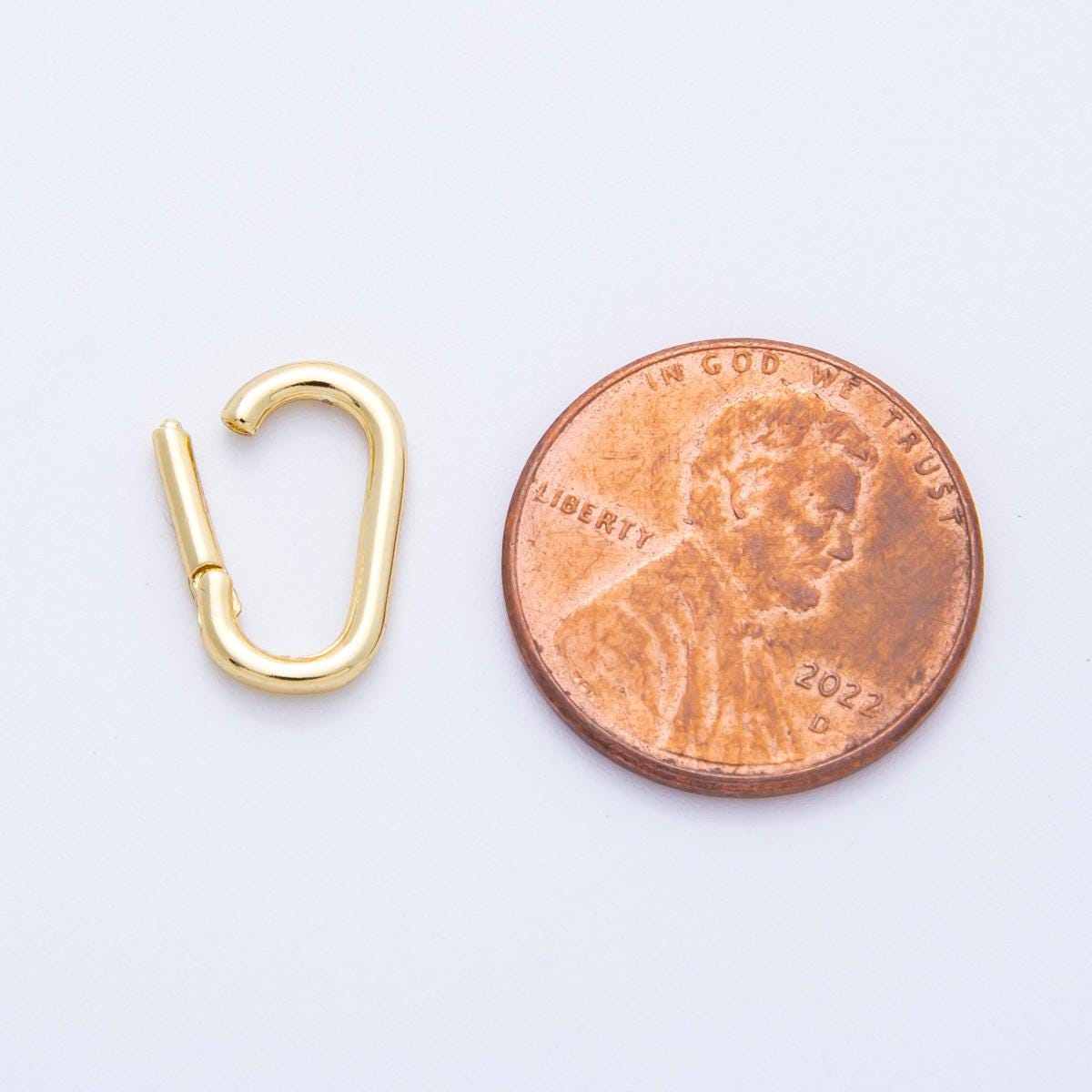 16K Gold Filled 14mm x 8mm Pull Oblong Gate Closure Finding Dainty carabiner connector minimalist jewelry for necklace | Findings-00044