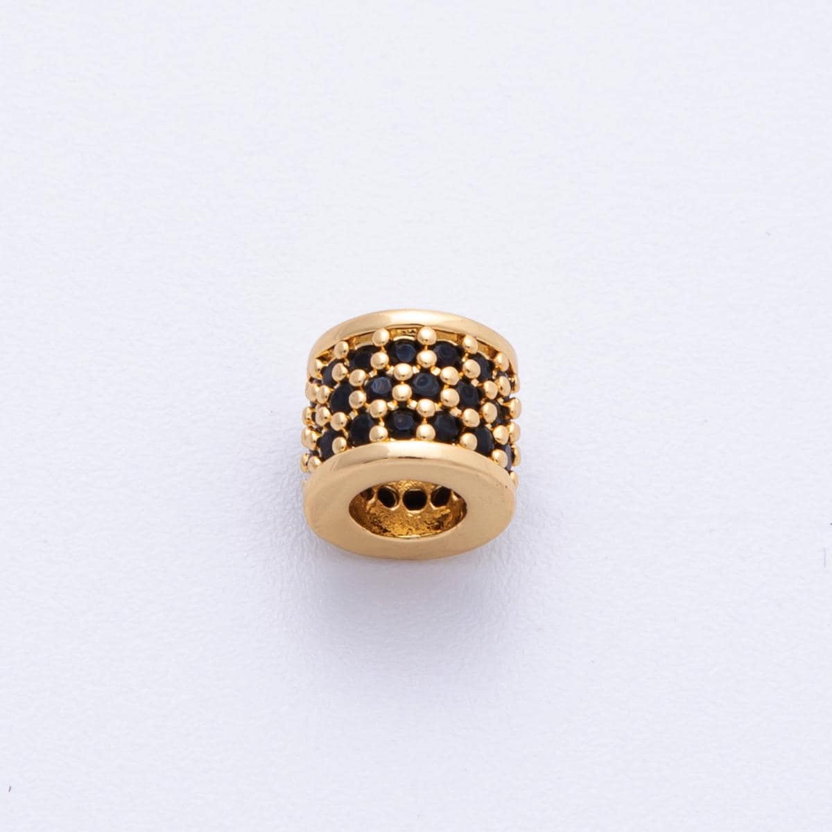 16K Gold Filled 6mm Black, Purple, Clear, Green, Blue, Fuchsia Micro Paved CZ Rondelle Bead DIY Jewelry Making Supply | Beads-000222