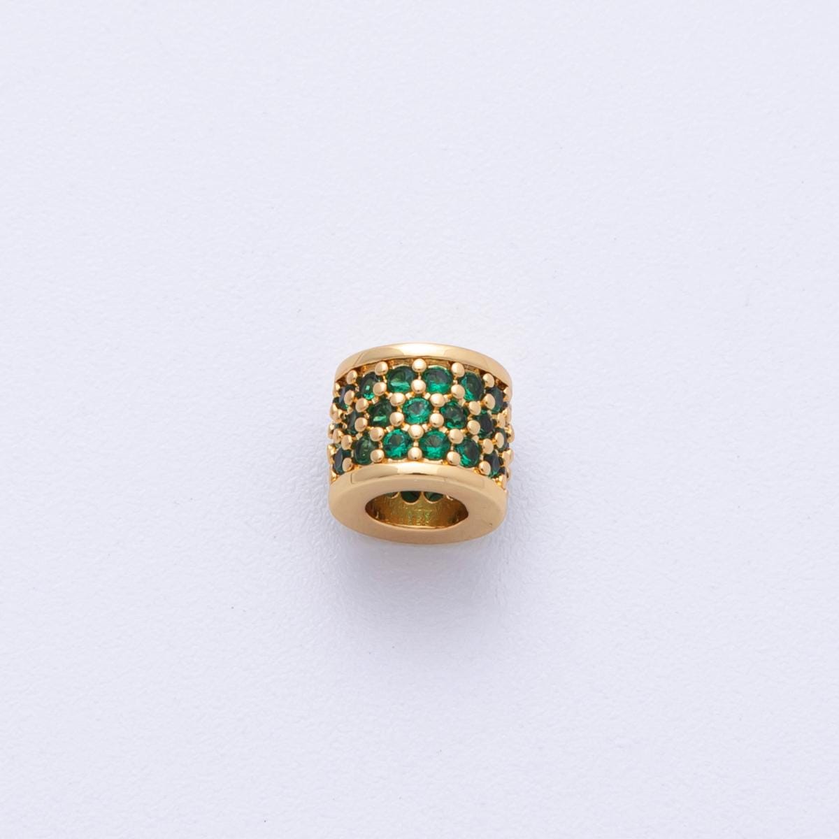 16K Gold Filled 6mm Black, Purple, Clear, Green, Blue, Fuchsia Micro Paved CZ Rondelle Bead DIY Jewelry Making Supply | Beads-000222