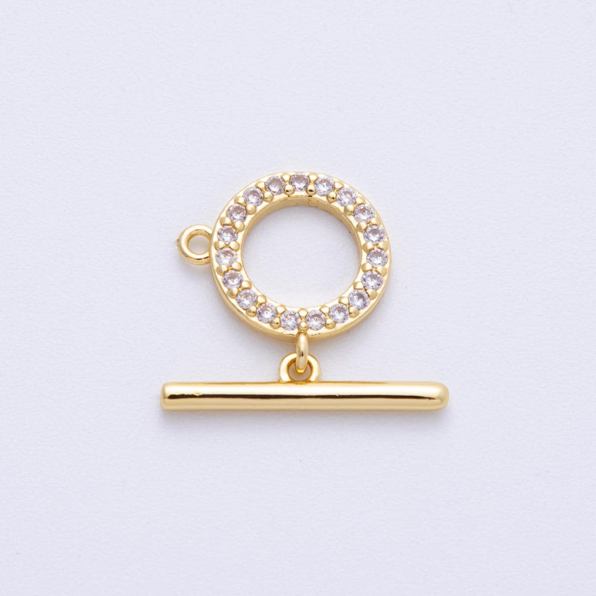 16K Gold Filled 19mm Micro Paved CZ Round Loop Toggle Clasp Finding DIY Jewelry Making Supply for custom necklace for her | Findings-00028