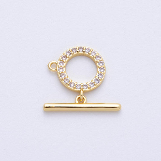 16K Gold Filled 19mm Micro Paved CZ Round Loop Toggle Clasp Finding DIY Jewelry Making Supply for custom necklace for her | Findings-00028