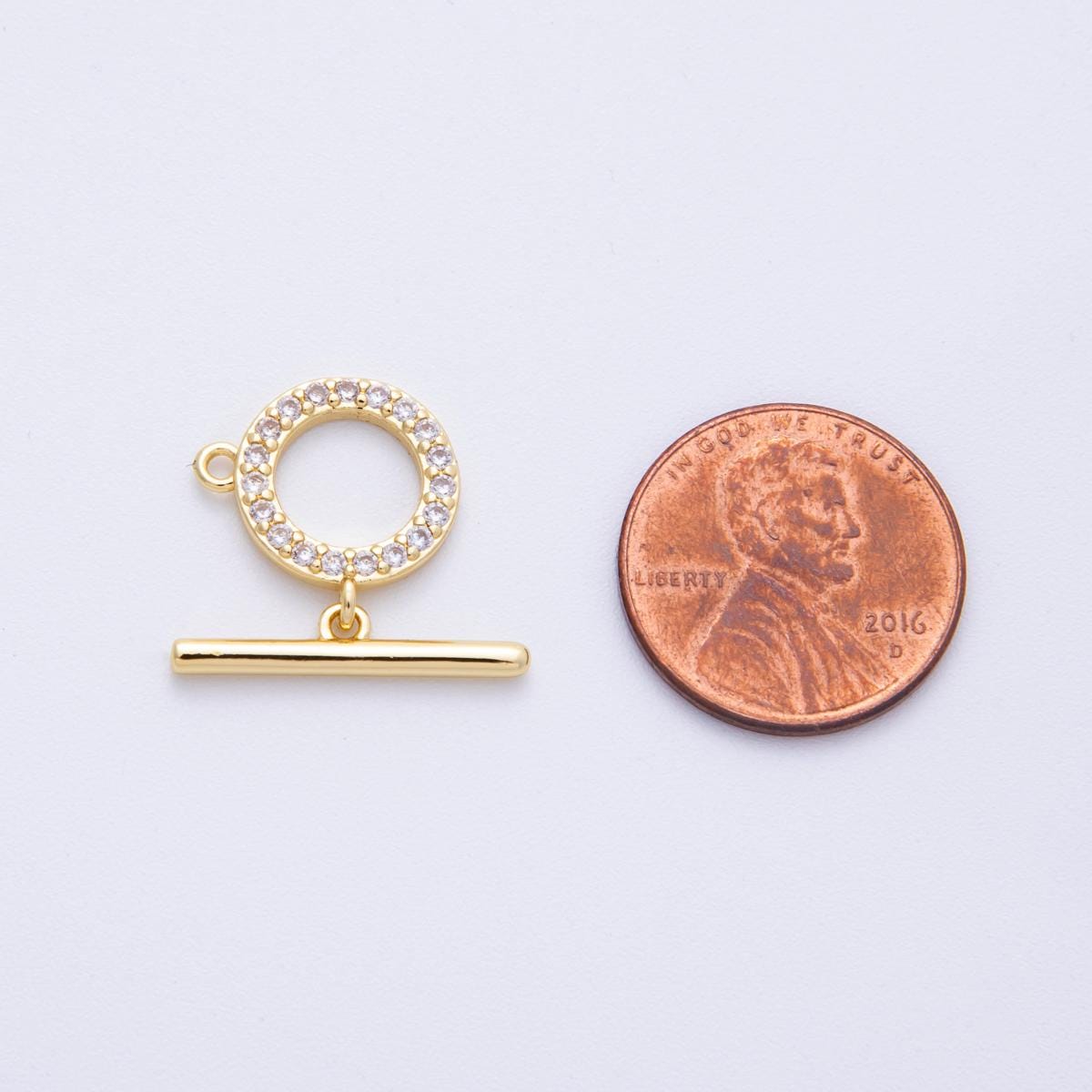 16K Gold Filled 19mm Micro Paved CZ Round Loop Toggle Clasp Finding DIY Jewelry Making Supply for custom necklace for her | Findings-00028