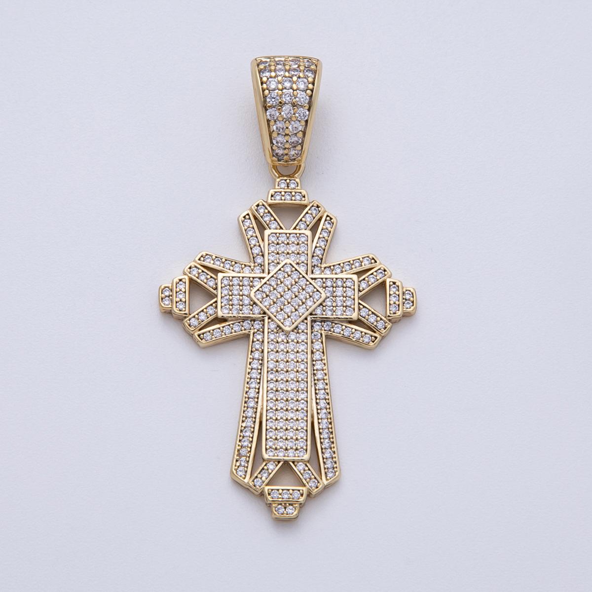 14K Gold Filled 44mm Religious Passion Cross Pendant Edgy Faith Christian Charm DIY Jewelry making for custom necklace | Charms-00136