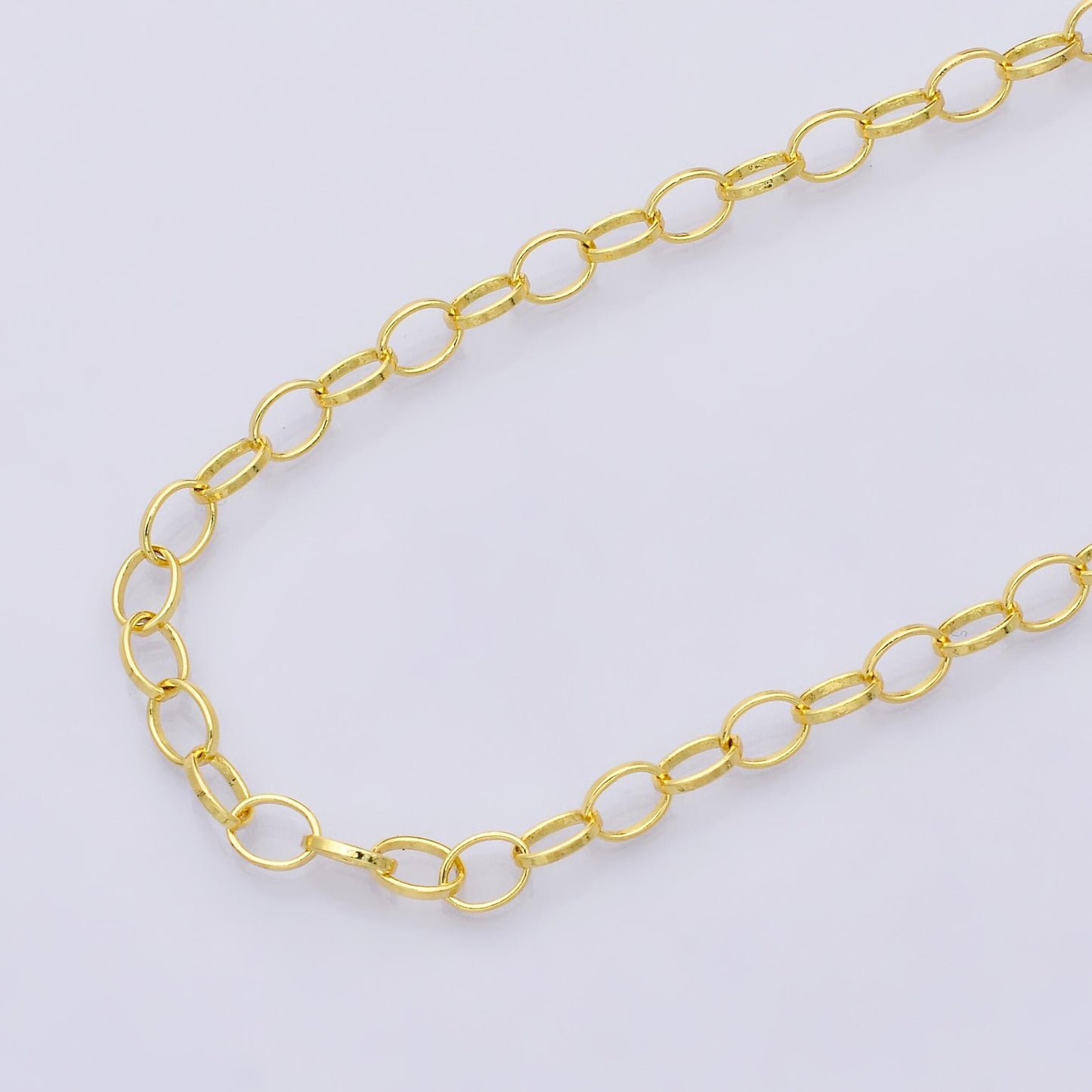 16k gold filled oval link chain by the yard, dainty chain for charms wholesale bulk DIY Jewelry Making Supply custom necklace | Roll-01833