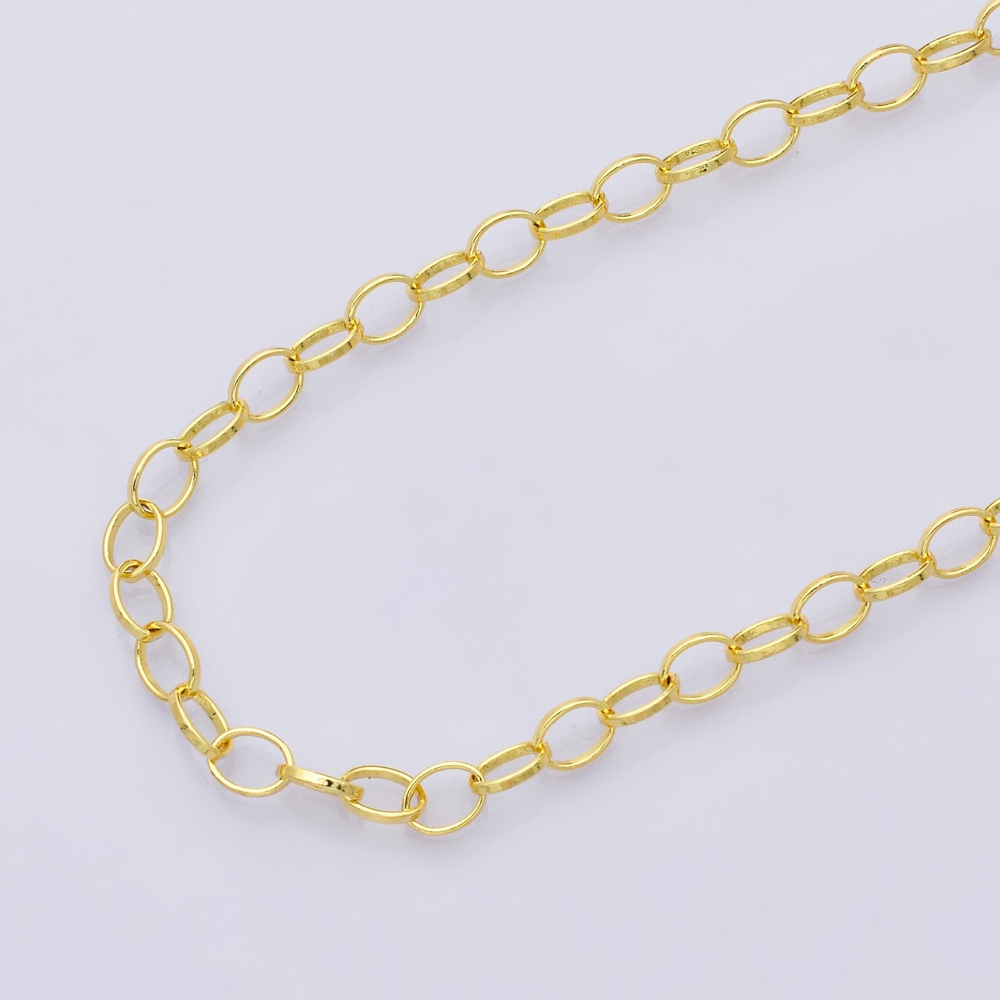16k gold filled oval link chain by the yard, dainty chain for charms wholesale bulk DIY Jewelry Making Supply custom necklace | Roll-01833