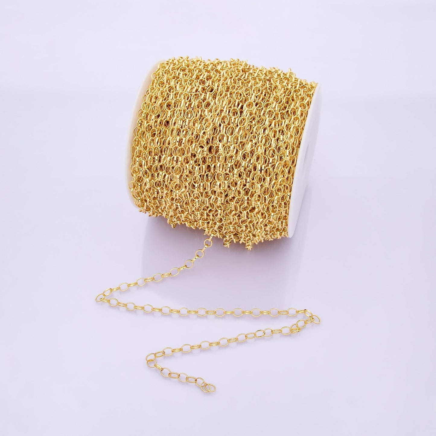 16k gold filled oval link chain by the yard, dainty chain for charms wholesale bulk DIY Jewelry Making Supply custom necklace | Roll-01833