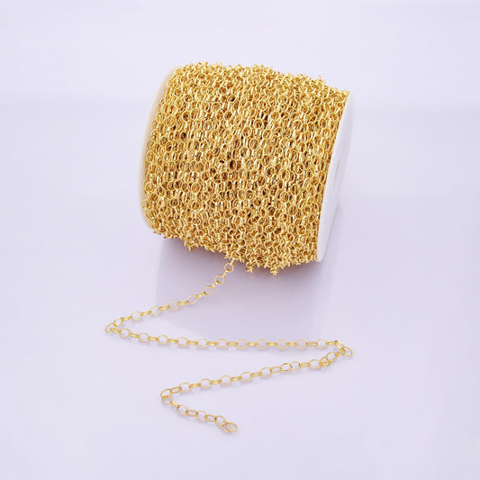 16k gold filled oval link chain by the yard, dainty chain for charms wholesale bulk DIY Jewelry Making Supply custom necklace | Roll-01833