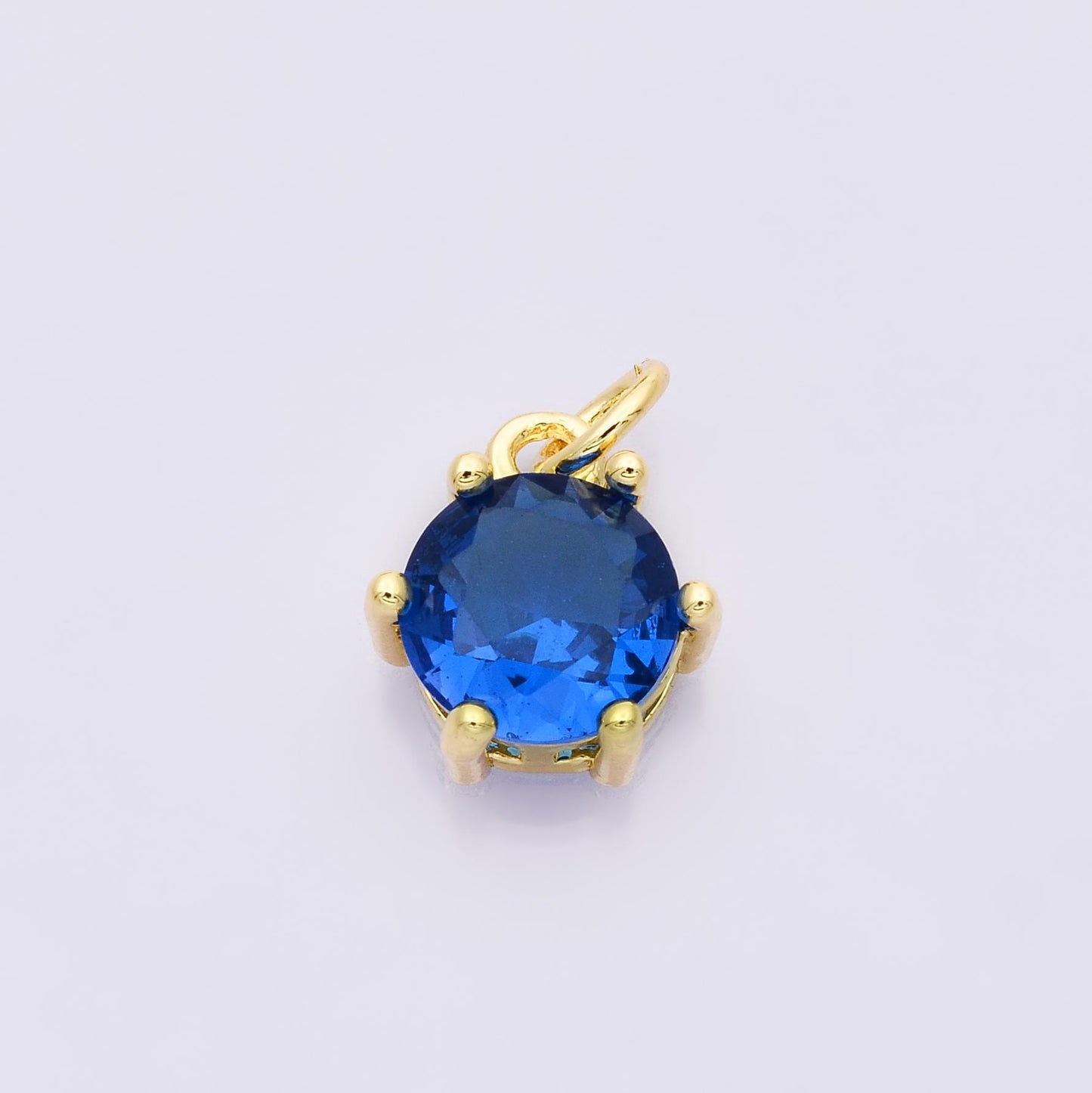 24K Gold Filled CZ Birthstone Charms Round Solitaire Pendant Dainty Minimalist Necklace DIY Custom Jewelry Making Supply | CHARMS-00173