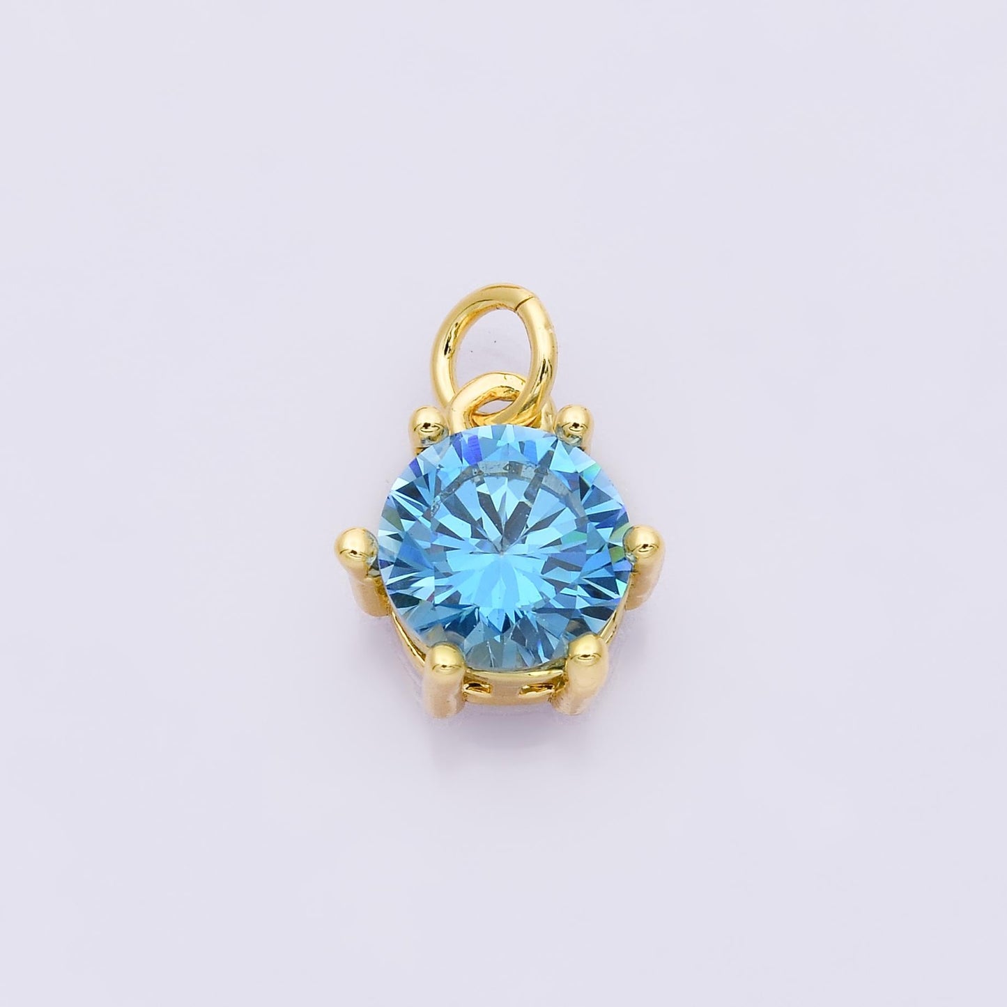 24K Gold Filled CZ Birthstone Charms Round Solitaire Pendant Dainty Minimalist Necklace DIY Custom Jewelry Making Supply | CHARMS-00173