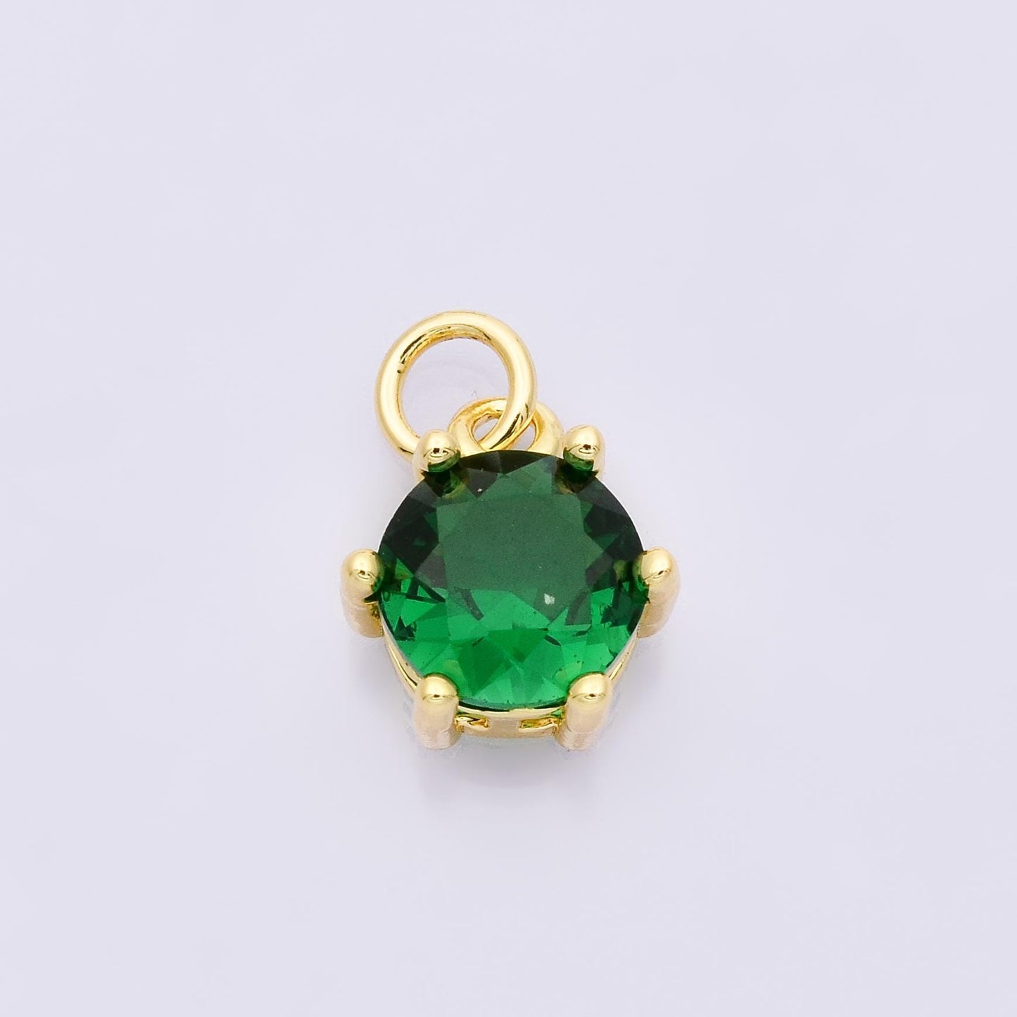 24K Gold Filled CZ Birthstone Charms Round Solitaire Pendant Dainty Minimalist Necklace DIY Custom Jewelry Making Supply | CHARMS-00173